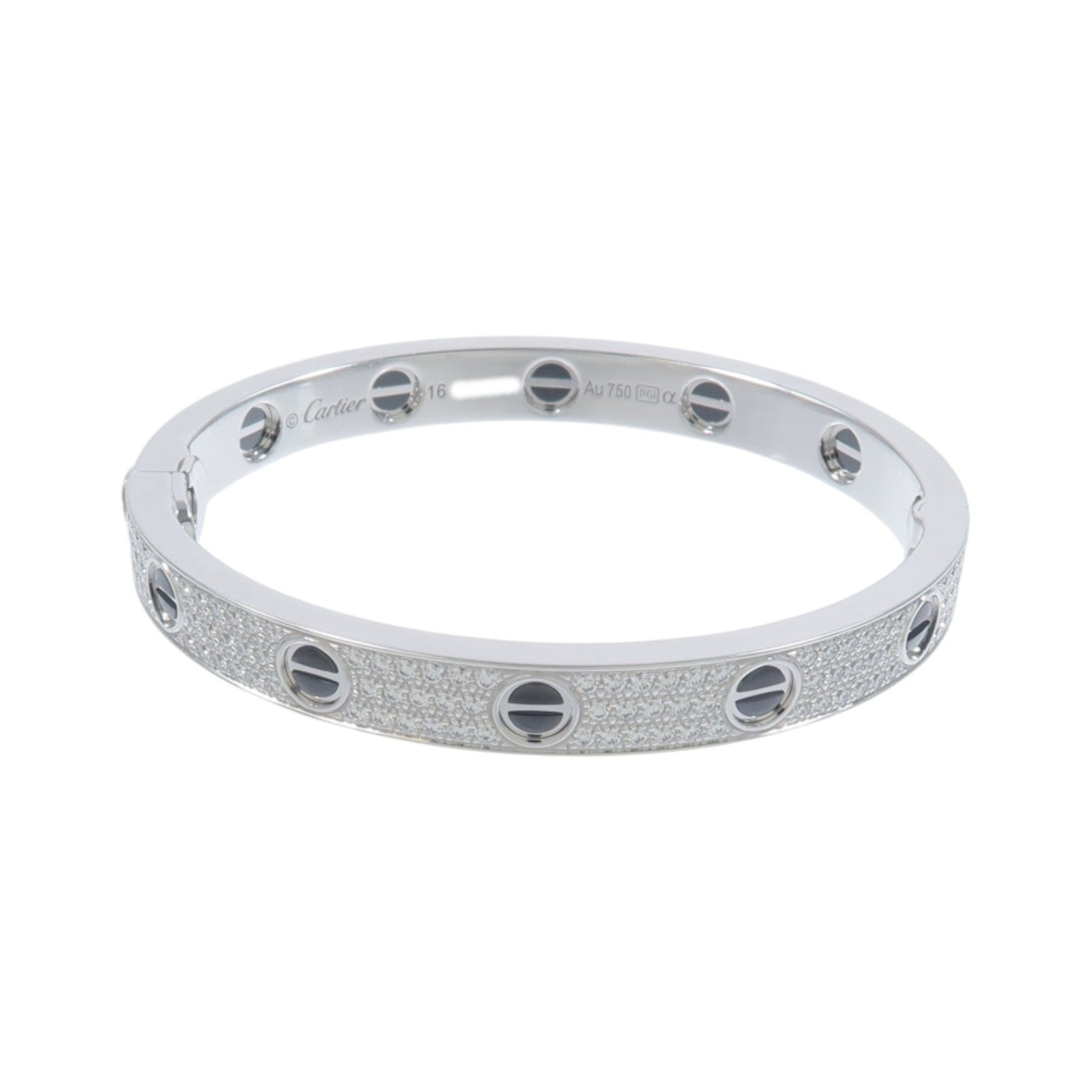 CARTIER 18K白金Love Bracelet Paved鑽石/陶瓷手鐲