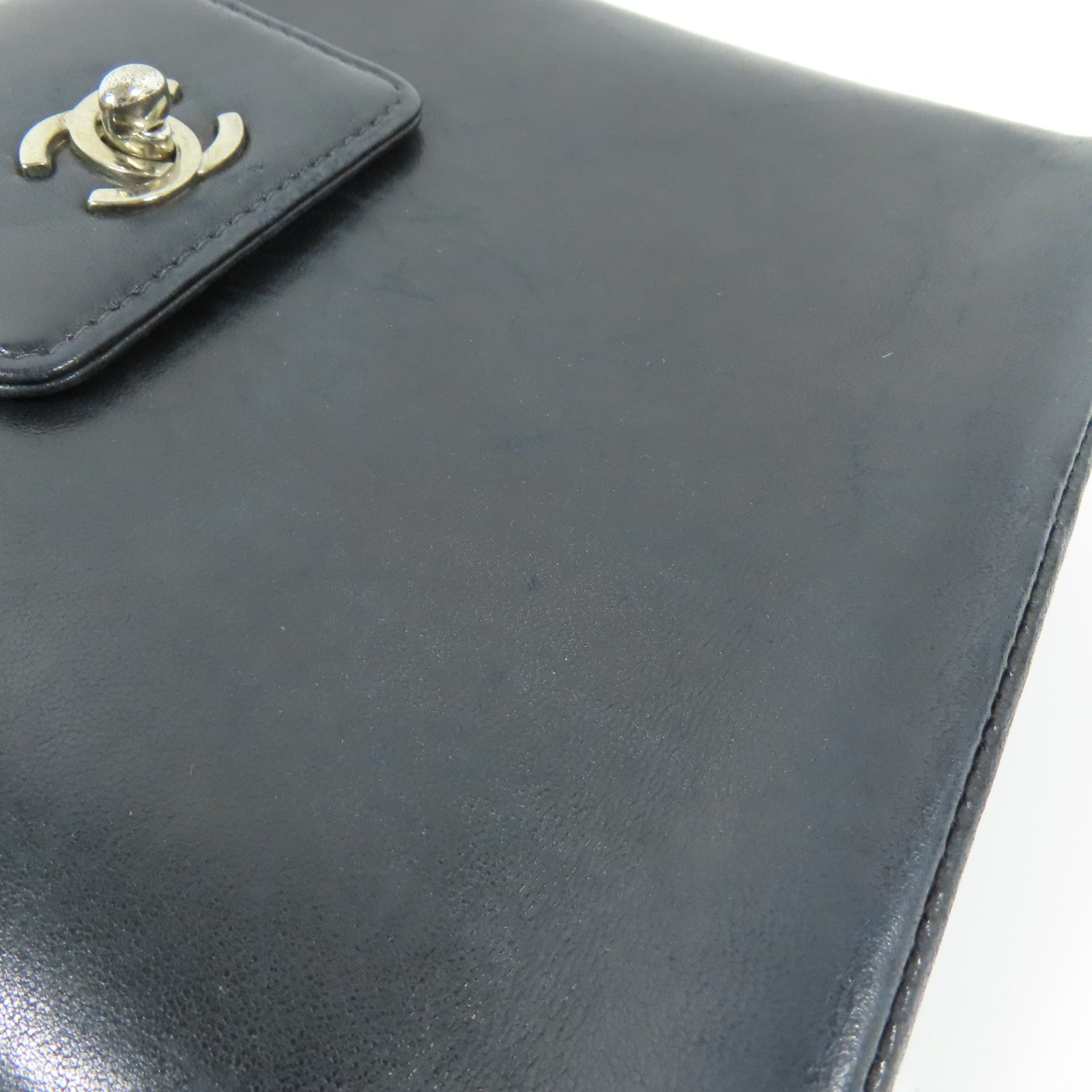 CHANEL 羊皮皮革Chain Shoulder銀扣肩背袋