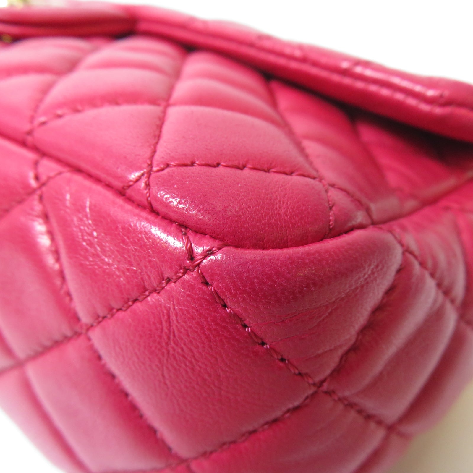 CHANEL 【激減優惠】菱格羊皮皮革Valentine Chain Shoulder Bag金扣鏈帶肩背袋粉紅色