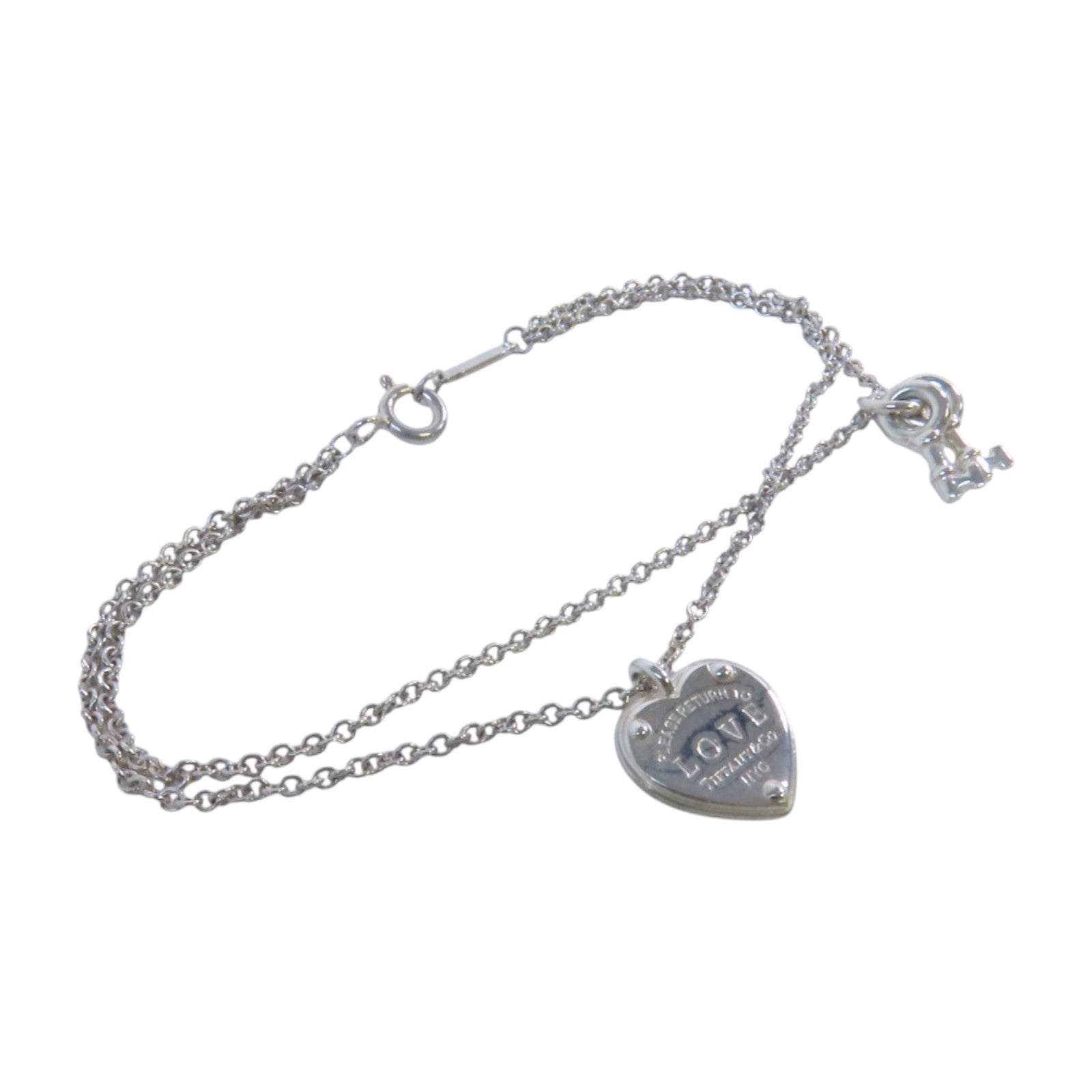 TIFFANY＆CO 925純銀Return to Tiffany Love Heart Tag Key銀扣項鏈