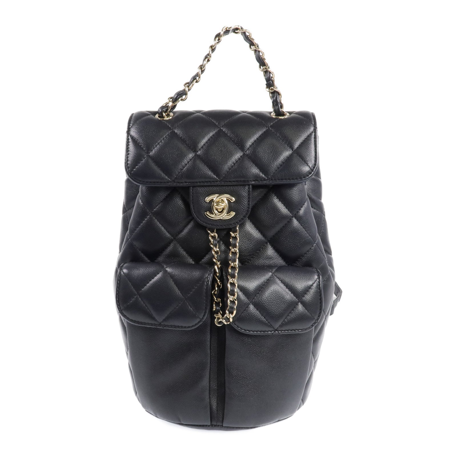 CHANEL 牛皮皮革Backpack金扣背包