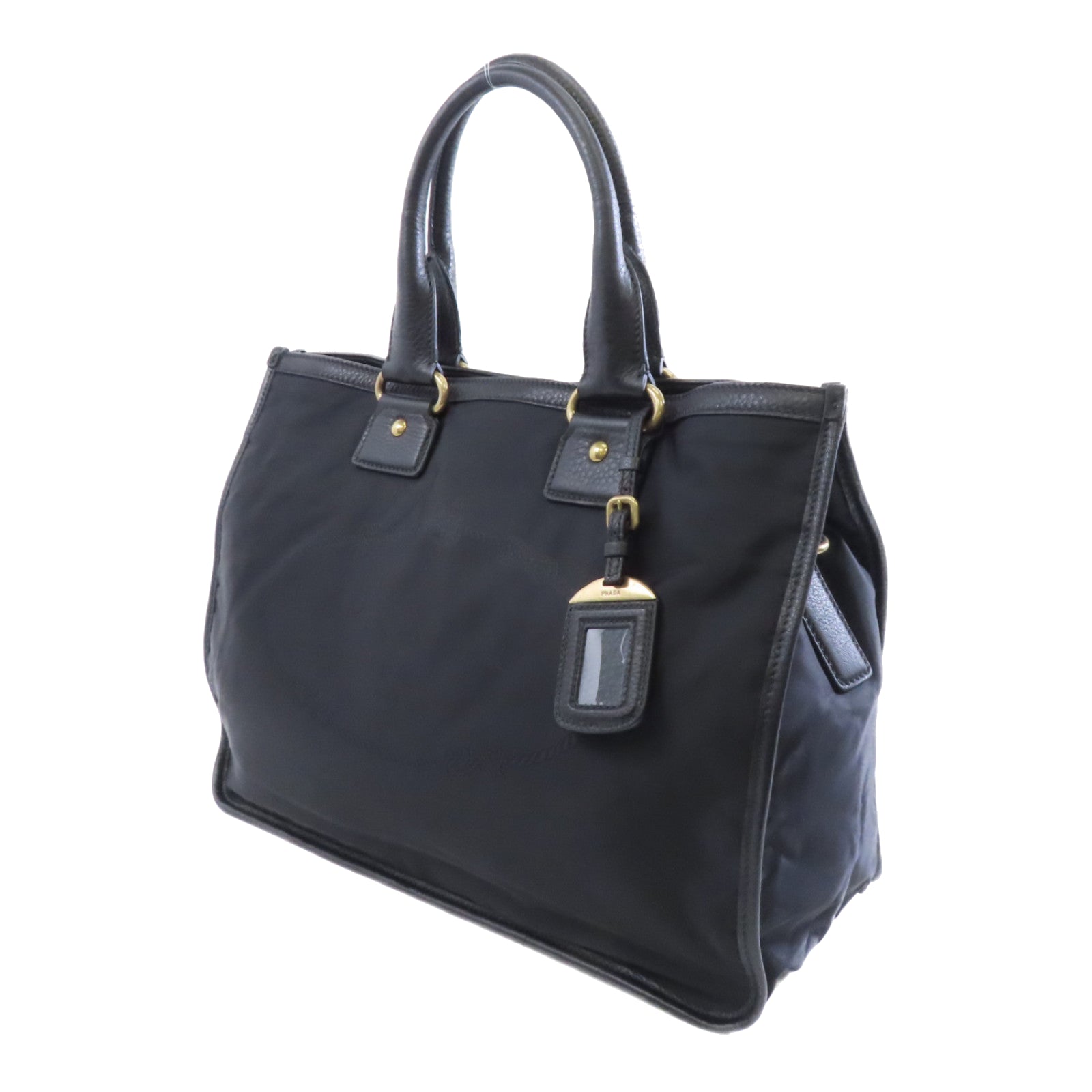 PRADA 尼龍/皮革2 Way Shoulder金扣手挽肩背兩用袋黑色