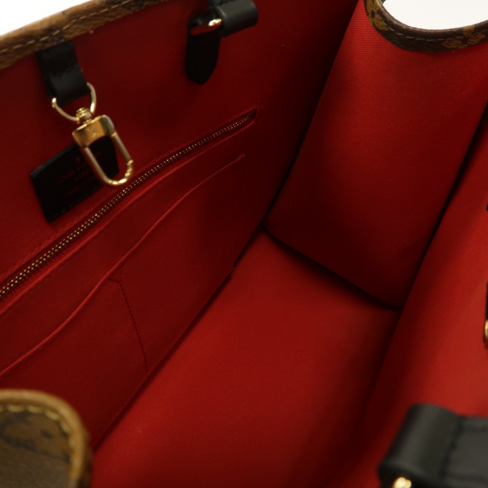 LOUIS VUITTON Monogram Giant On The Go MM金扣手挽肩背兩用袋啡色