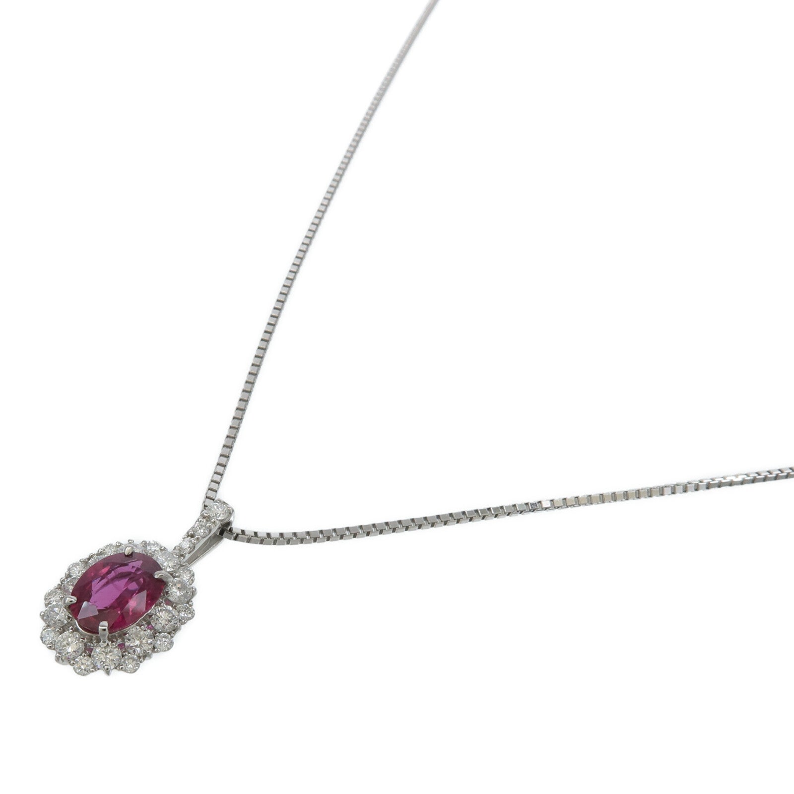 JEWELRY PT900/PT850鉑金Ruby Diamond Ring紅寶石/鑽石項鍊