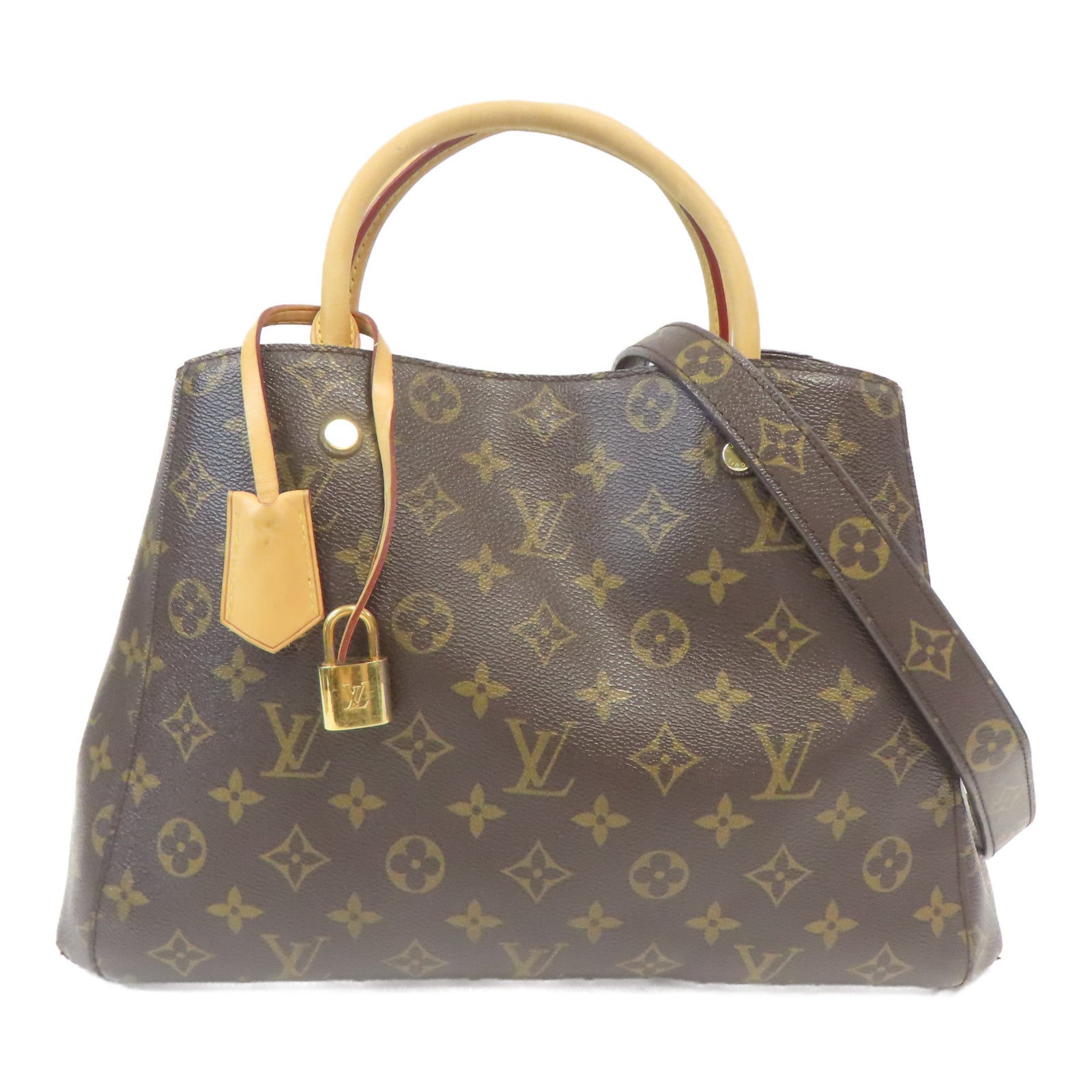 LOUIS VUITTON Monogram Montaigne金扣手挽肩背兩用袋啡色