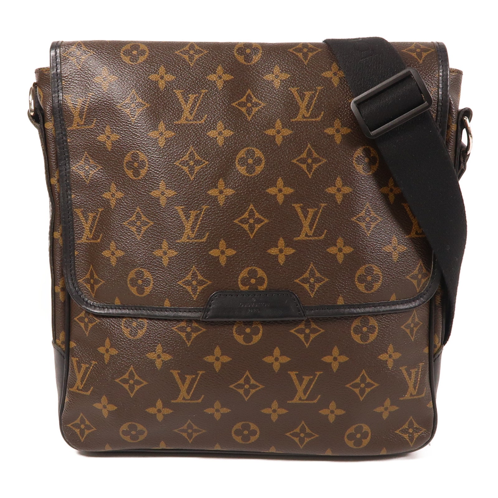 LOUIS VUITTON Monogram Macassar Bass銀扣肩背袋棕色