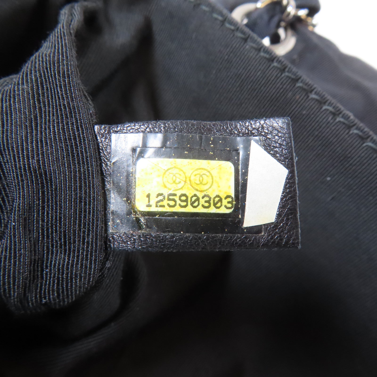CHANEL 【激減優惠】帆布Chain Shoulder銀扣鏈帶肩背袋黑色/白色
