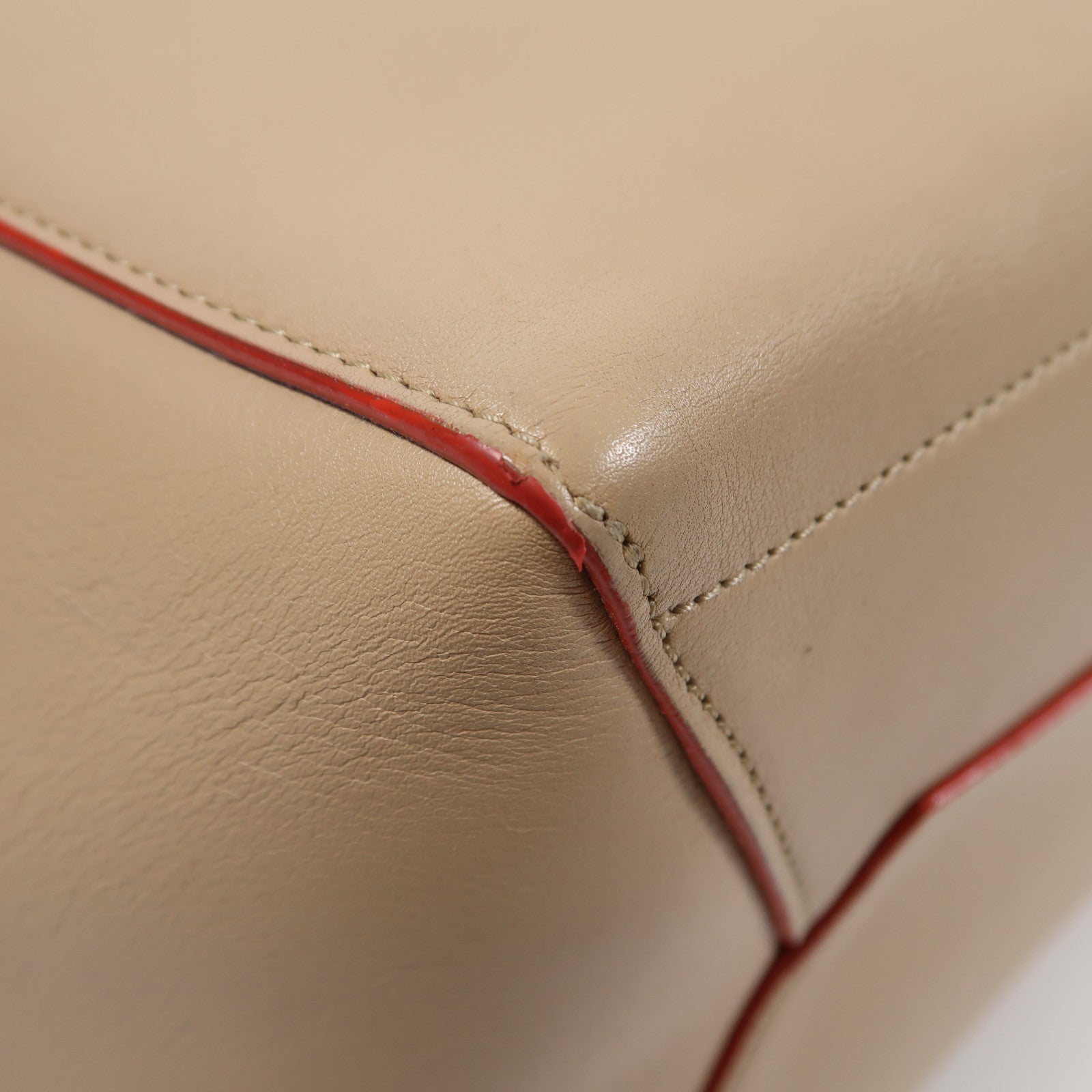 CELINE 牛皮皮革Bucket Bag金扣肩背袋米色
