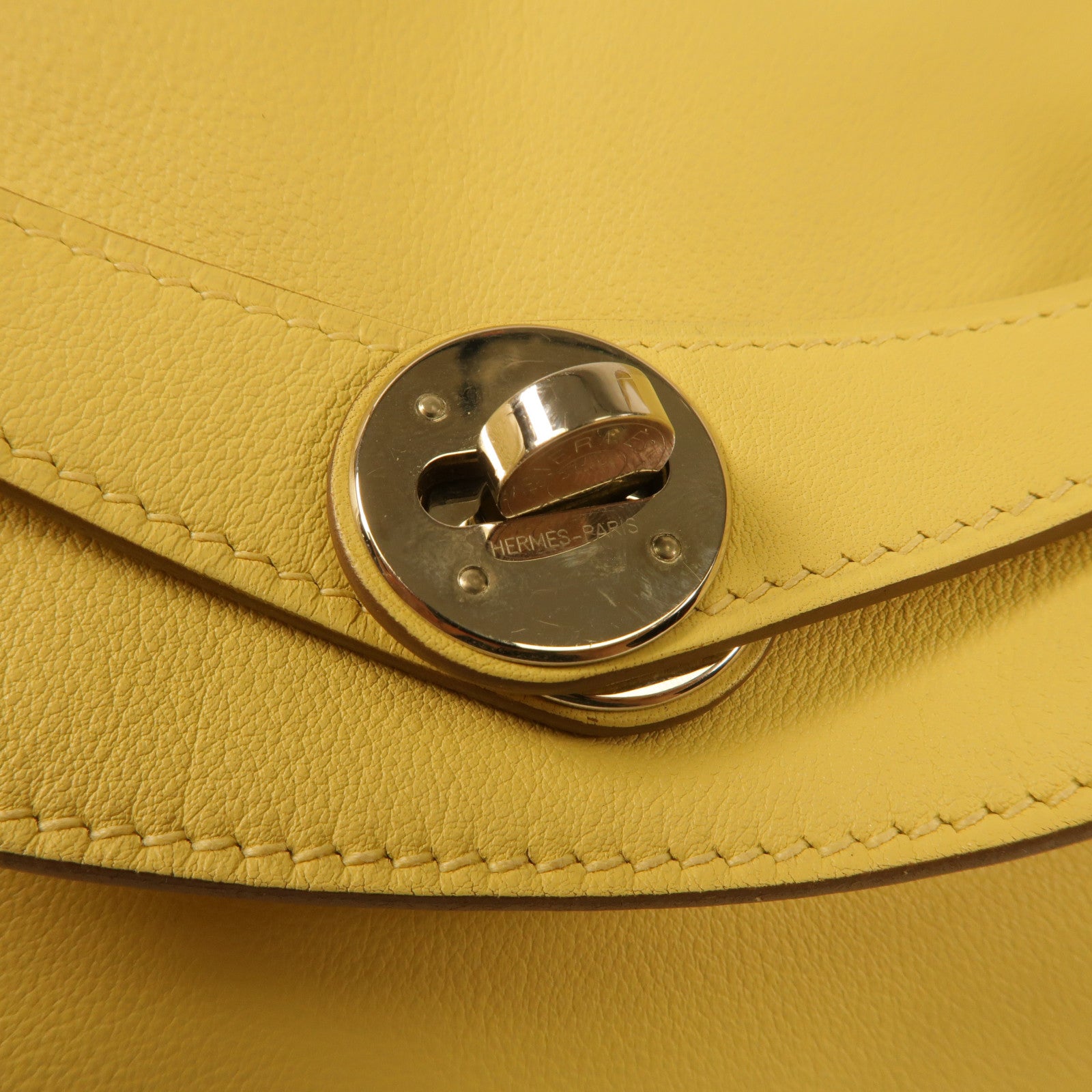 HERMES PHW Lindy 30 2 way Shoulder Bag Swift Leather Jaune Poussin