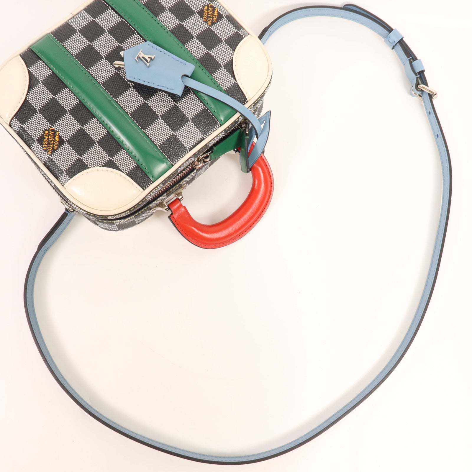 LOUIS VUITTON Damier Valisette BB銀扣手挽肩背兩用袋