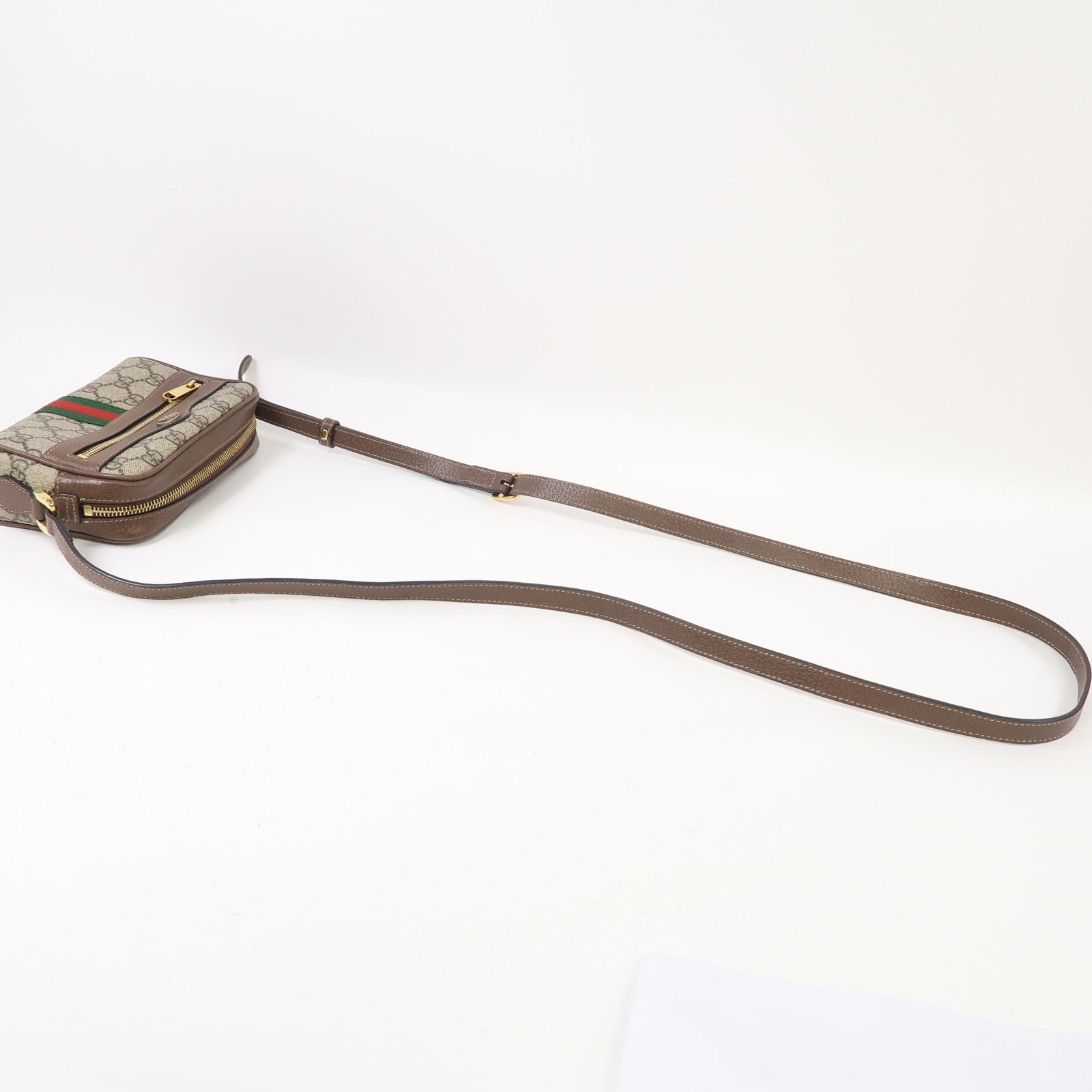 GUCCI 塗層帆布Ophidia GG Supreme Mini金扣肩背袋啡色