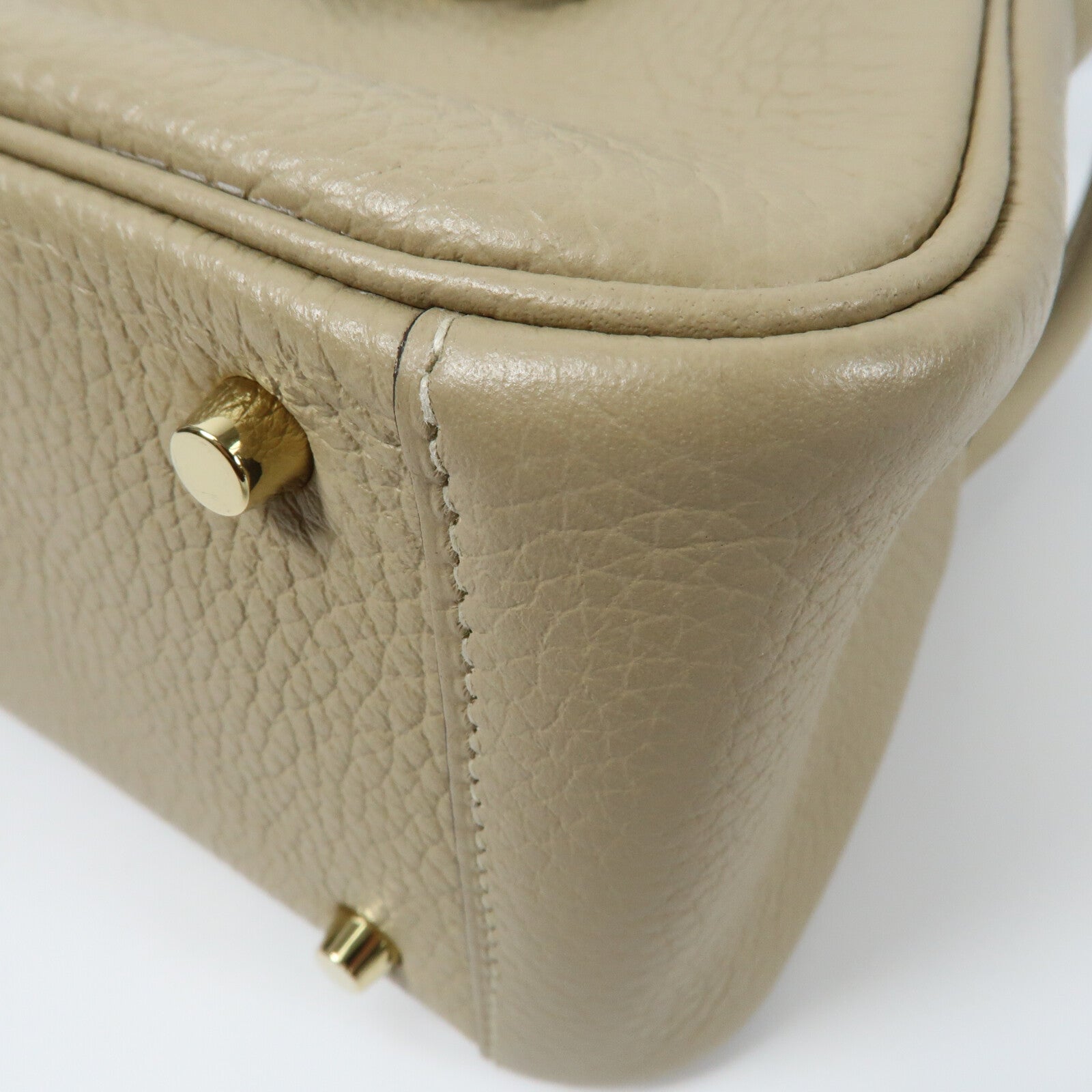 HERMES Clemence皮革Mini Lindy金扣手挽肩背兩用袋Trench