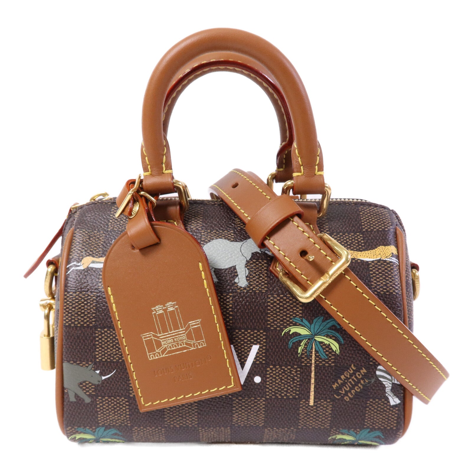 LOUIS VUITTON Damier Heritage Speedy Bandouliere 18 X The Darjeeling金扣手挽肩背兩用袋