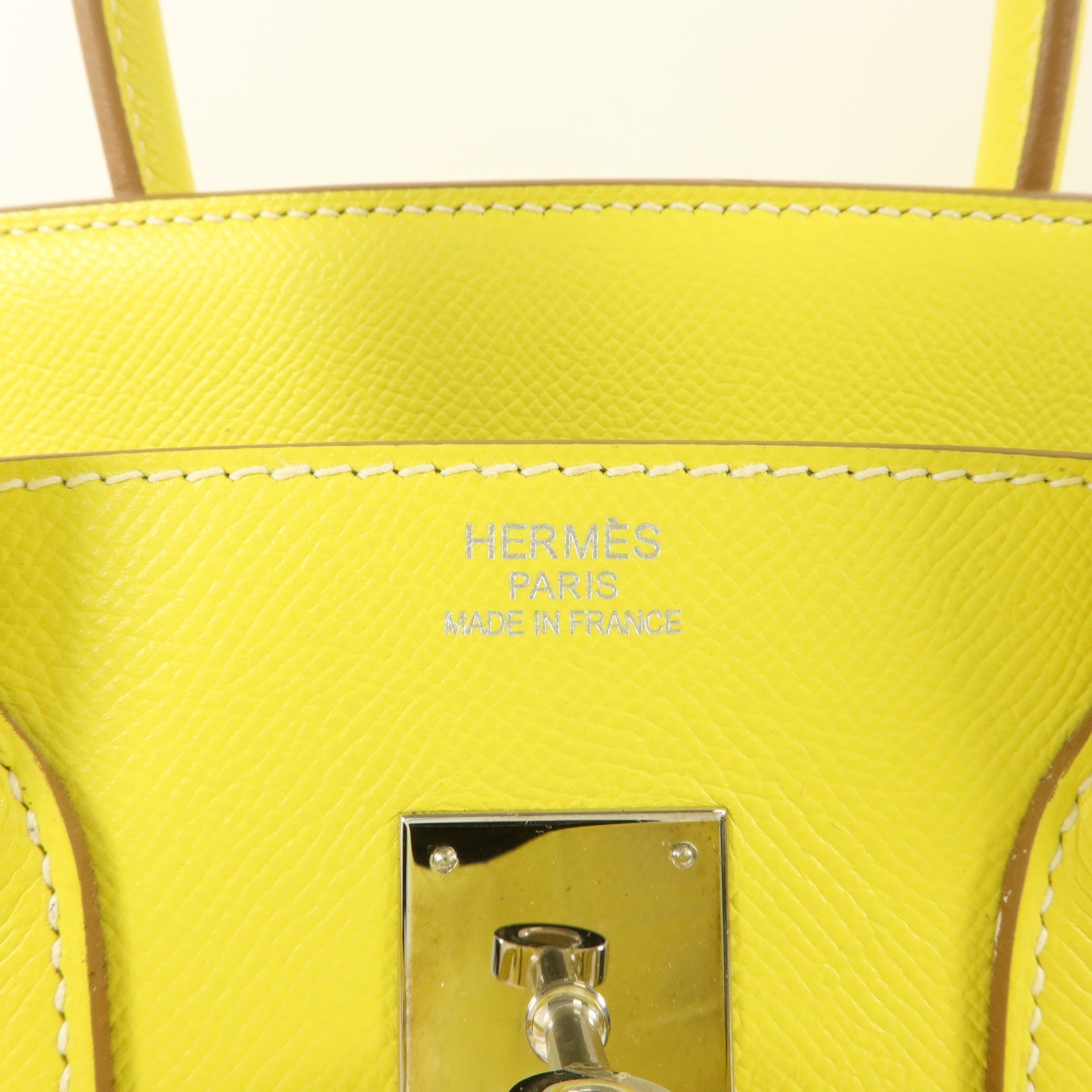 HERMES Epsom皮革Birkin 35手挽袋Lime/Gris Perle