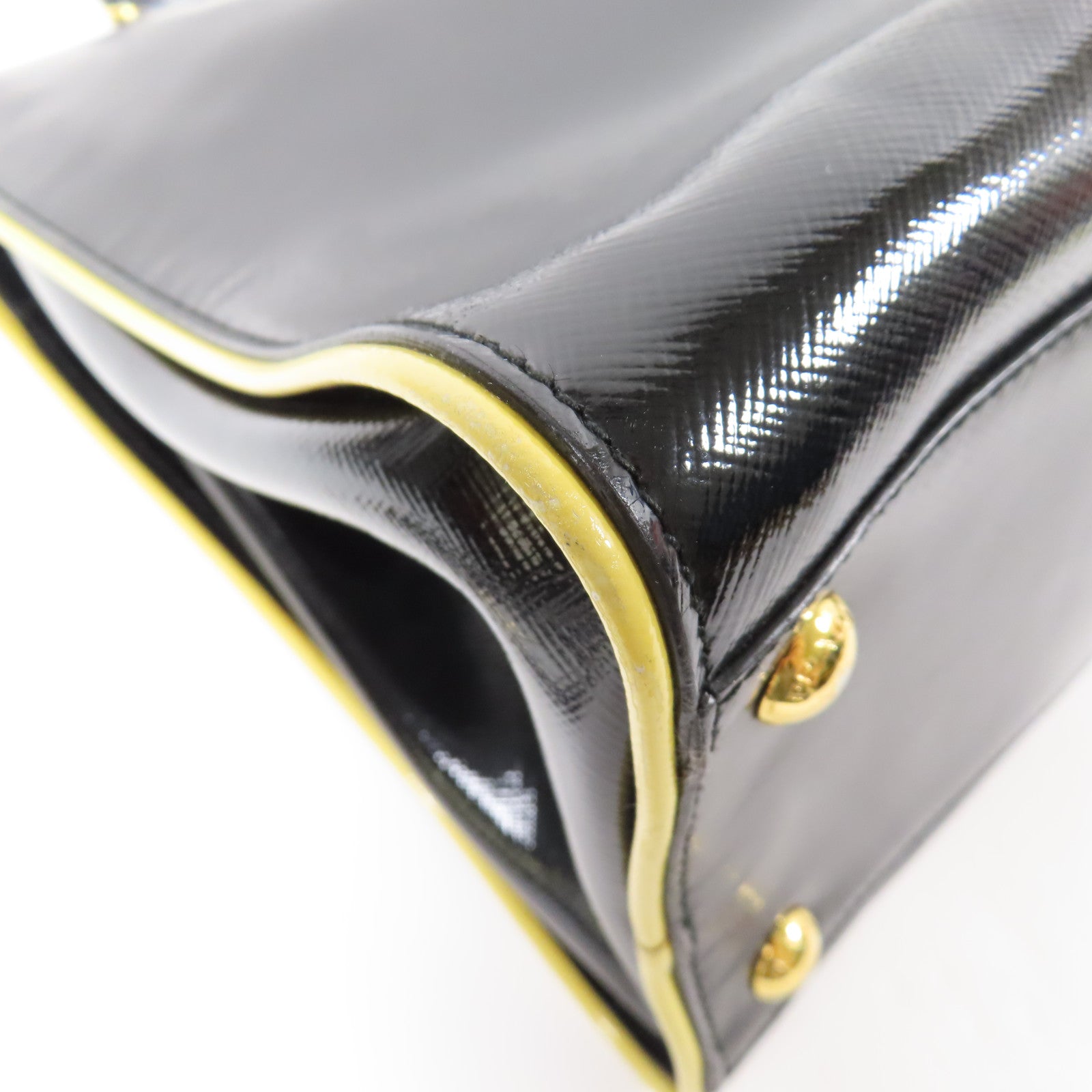 PRADA 漆皮皮革2Way Shoulder金扣手挽肩背兩用袋