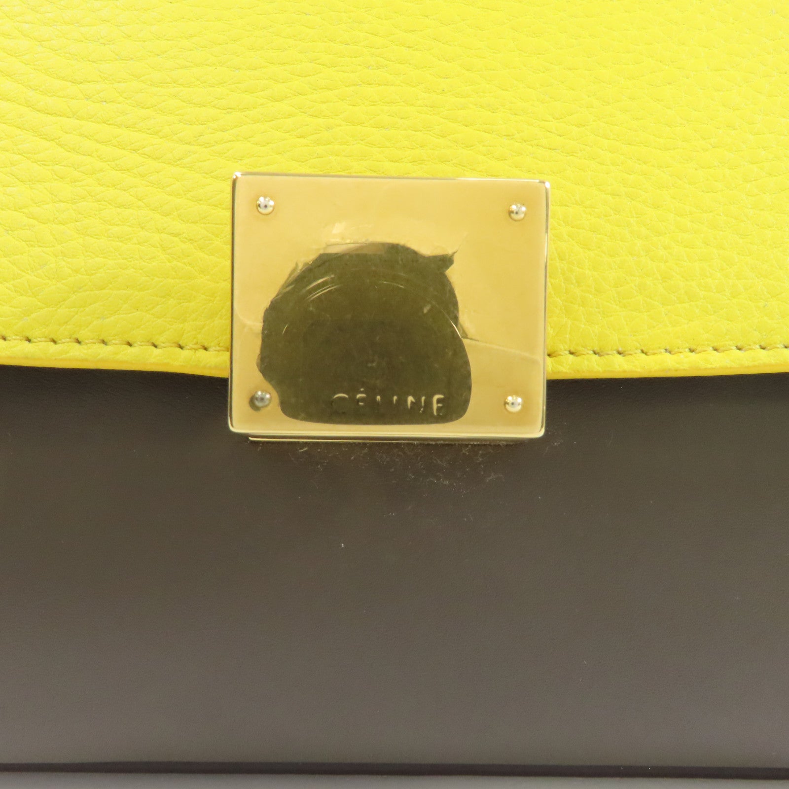CELINE 牛皮皮革Tapeze金扣手挽肩背兩用袋啡色/黃色/米色