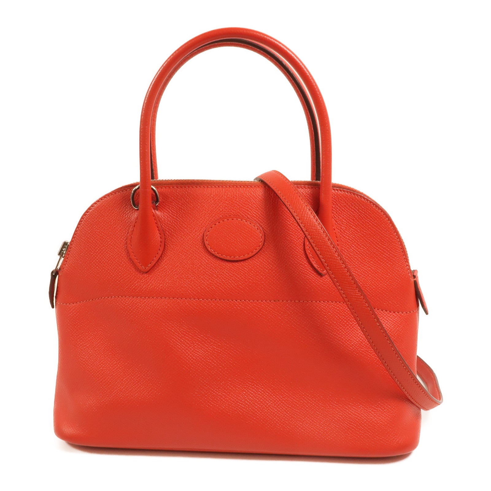 HERMES Epsom皮革Bolide 27銀扣手挽肩背兩用袋Rouge Tomate