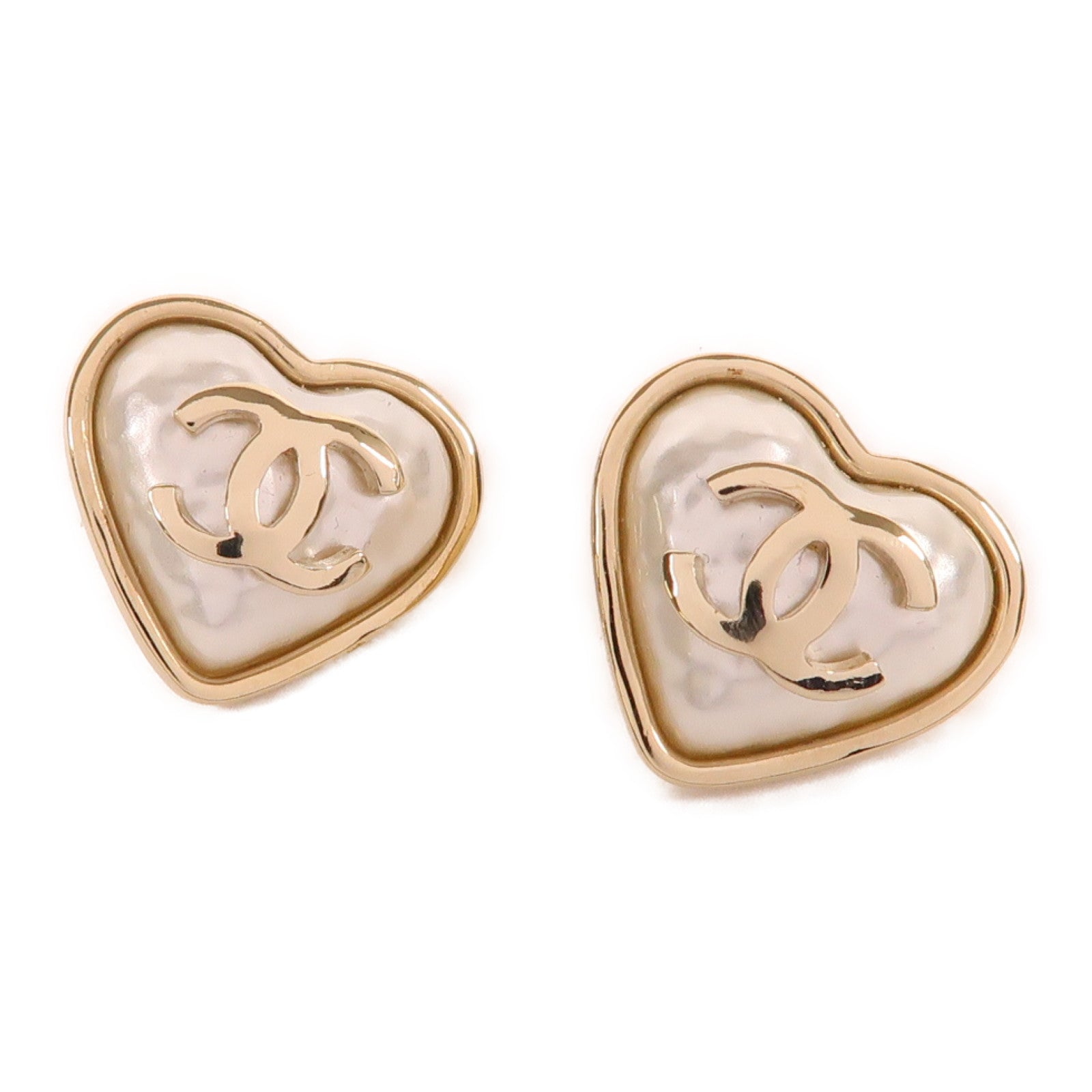 CHANEL 金屬Heart Earrings耳環金色