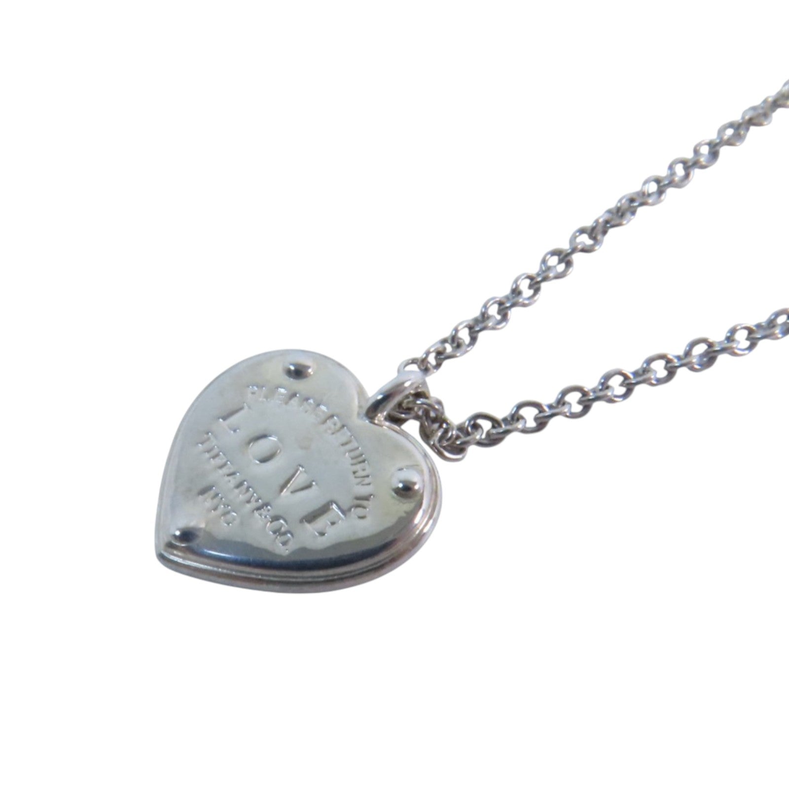 TIFFANY＆CO 925純銀Return to Tiffany Love Heart Tag Key銀扣項鏈