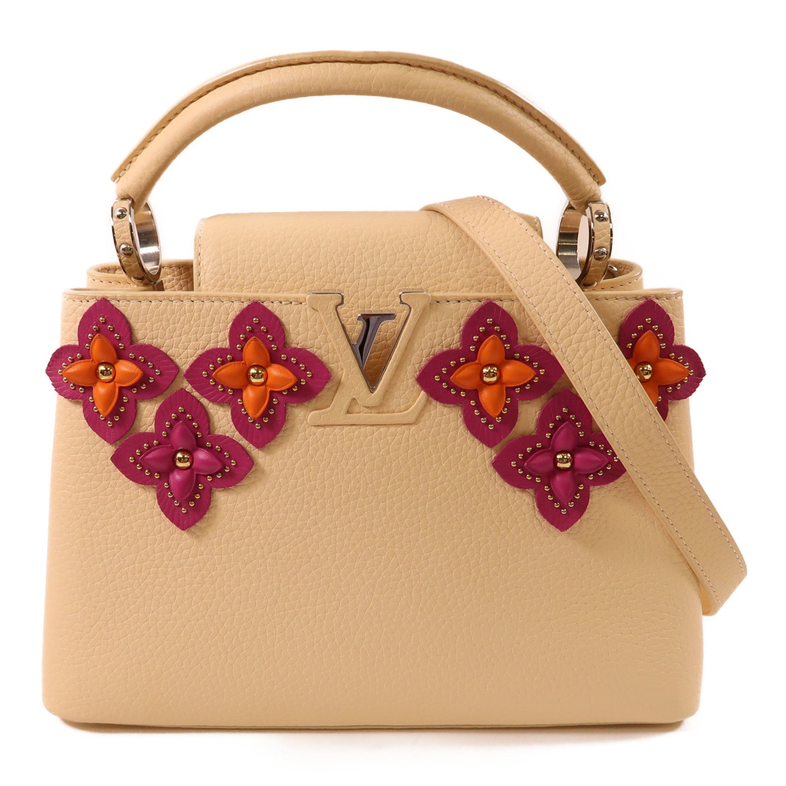 LOUIS VUITTON LV SHW Capucines BB 2 Way Bag M53661 Leather Light Beige