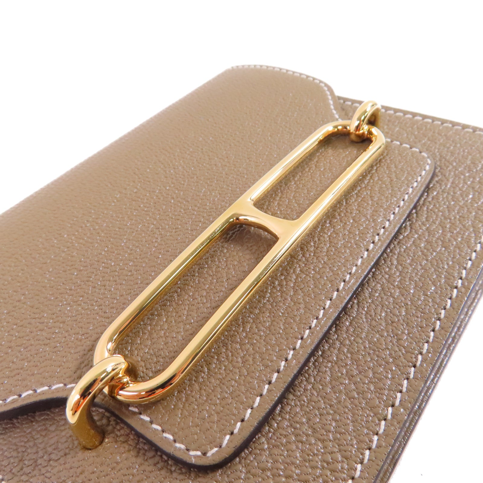 HERMES GHW Roulis Slim Wallet Chevre leather 18 Etoupe Brown