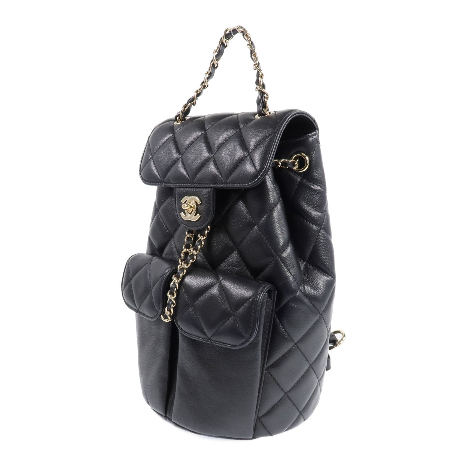 CHANEL 牛皮皮革Backpack金扣背包