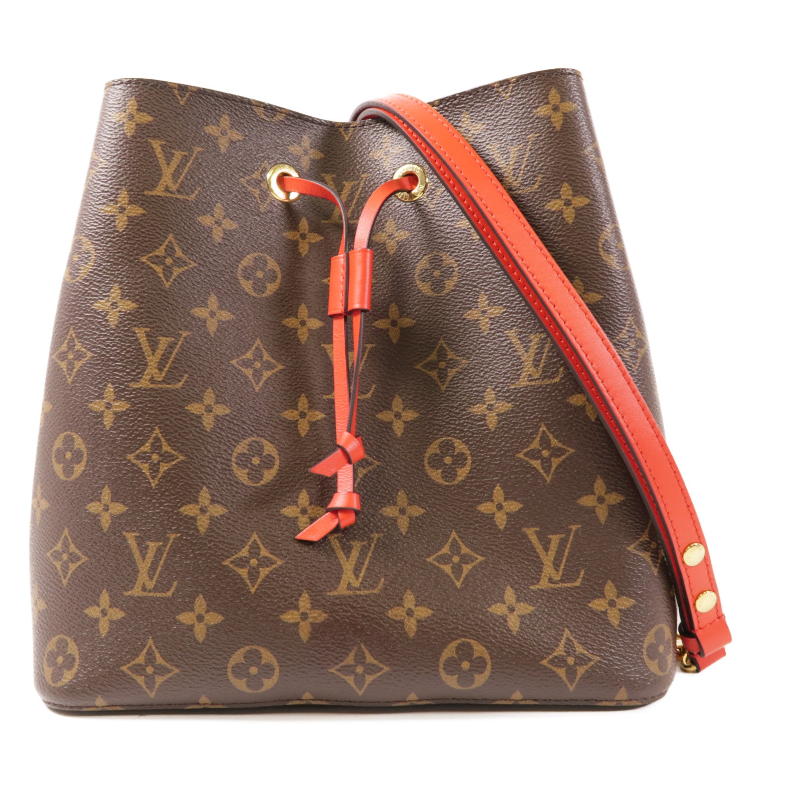 LOUIS VUITTON GHW Neo Noe Bucket Bag Shoulder Handbag M44021 Monogram Coquelicot