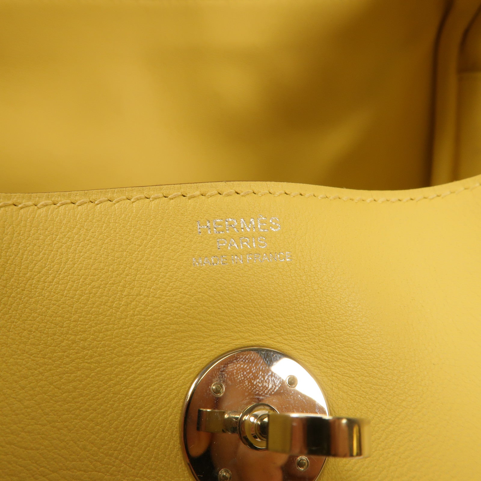 HERMES PHW Lindy 30 2 way Shoulder Bag Swift Leather Jaune Poussin