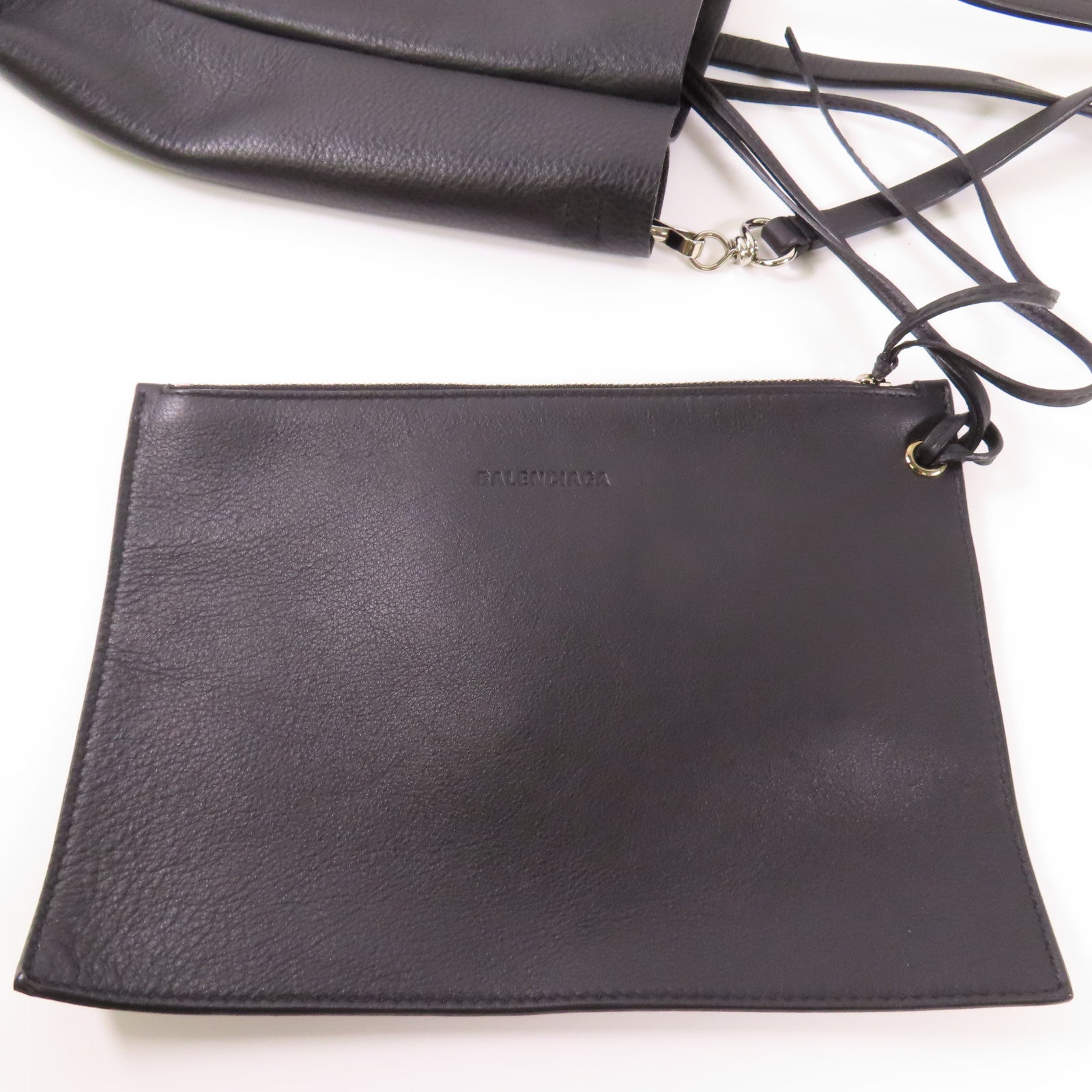 BALENCIAGA 牛皮皮革2 Way Shoulder銀扣手挽肩背兩用袋