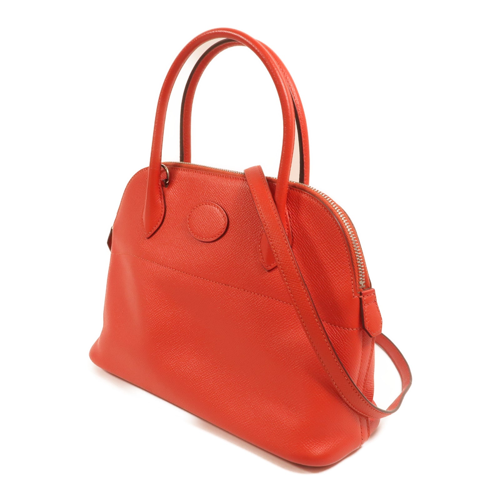 HERMES Epsom皮革Bolide 27銀扣手挽肩背兩用袋Rouge Tomate