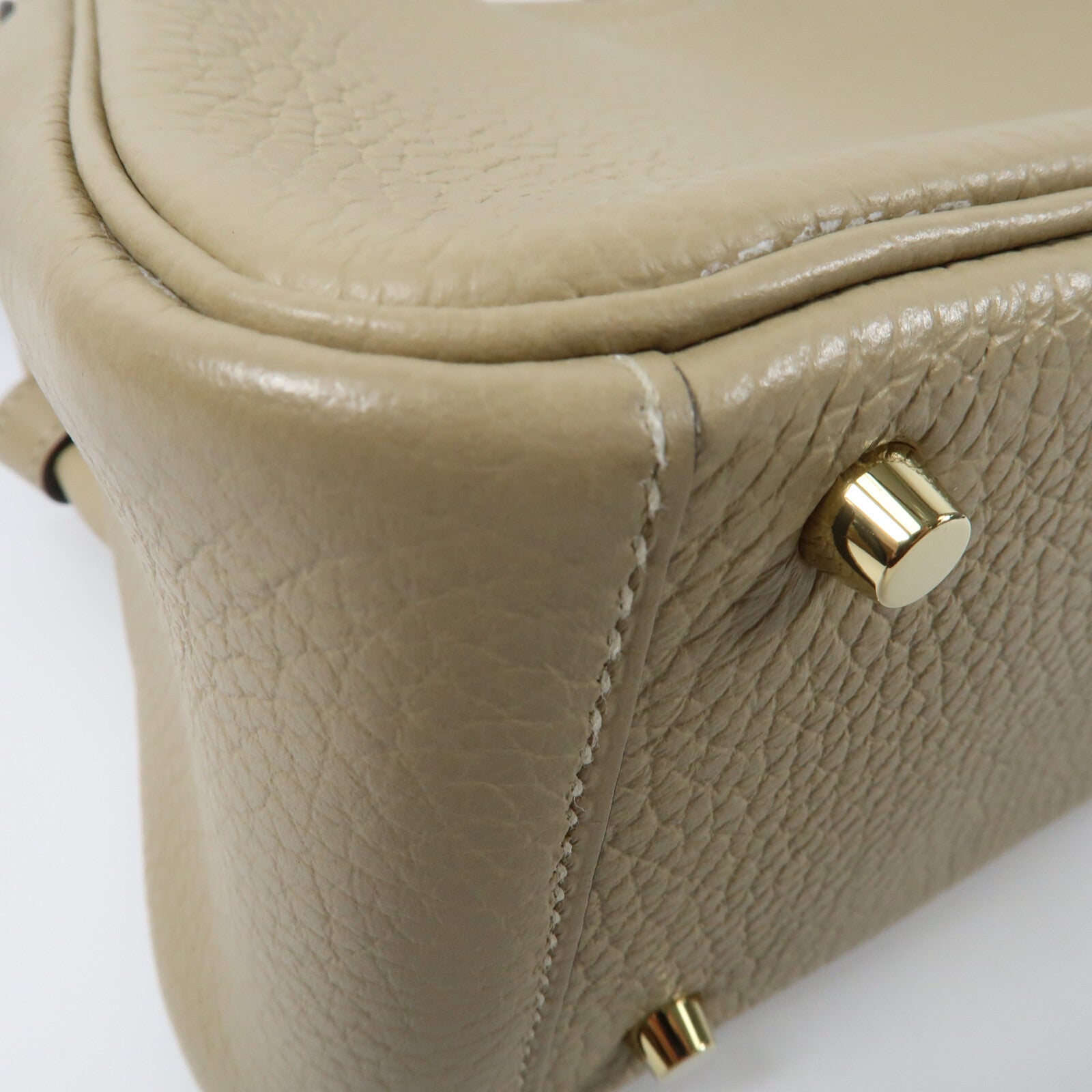 HERMES Clemence皮革Mini Lindy金扣手挽肩背兩用袋Trench