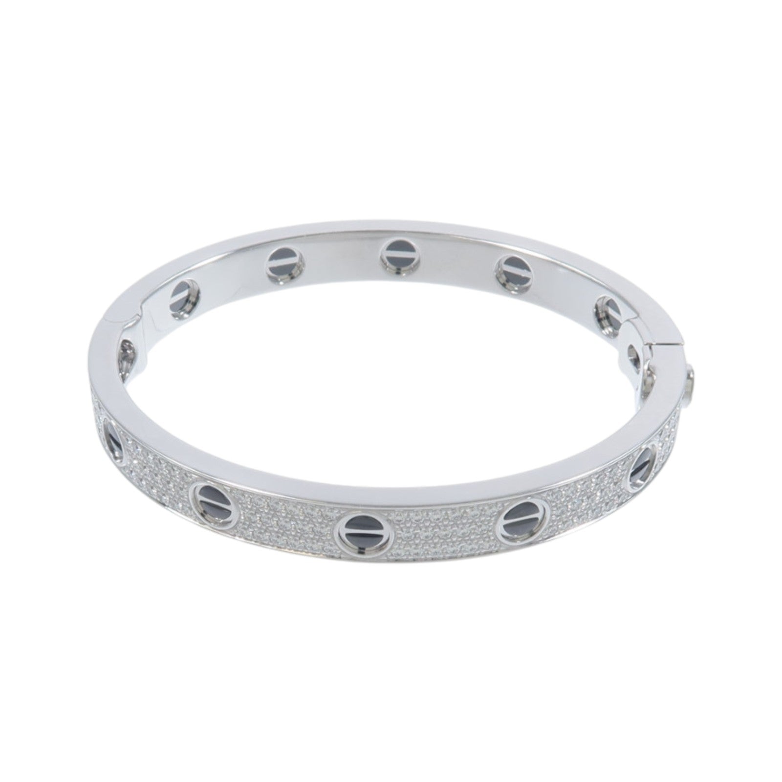 CARTIER 18K白金Love Bracelet Paved鑽石/陶瓷手鐲