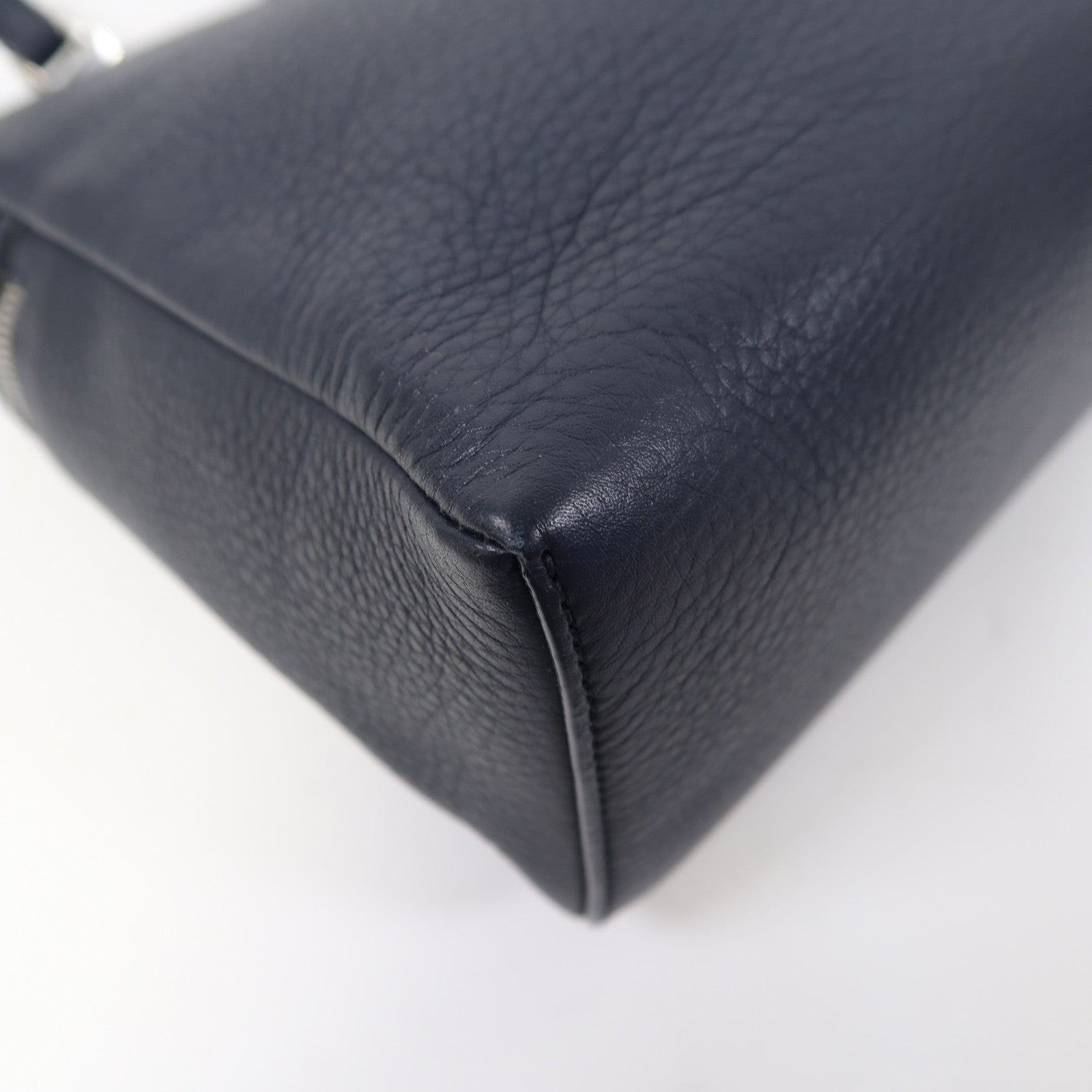 Loro Piana 牛皮皮革Extra Pocket L27銀扣手挽肩背兩用袋藍色