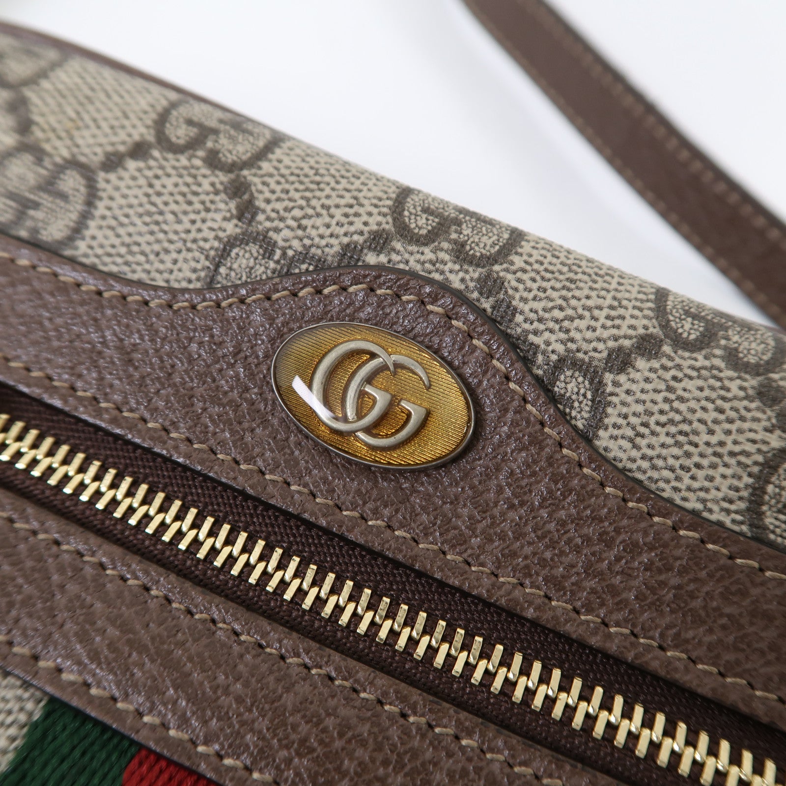 GUCCI 塗層帆布Ophidia GG Supreme Mini金扣肩背袋啡色