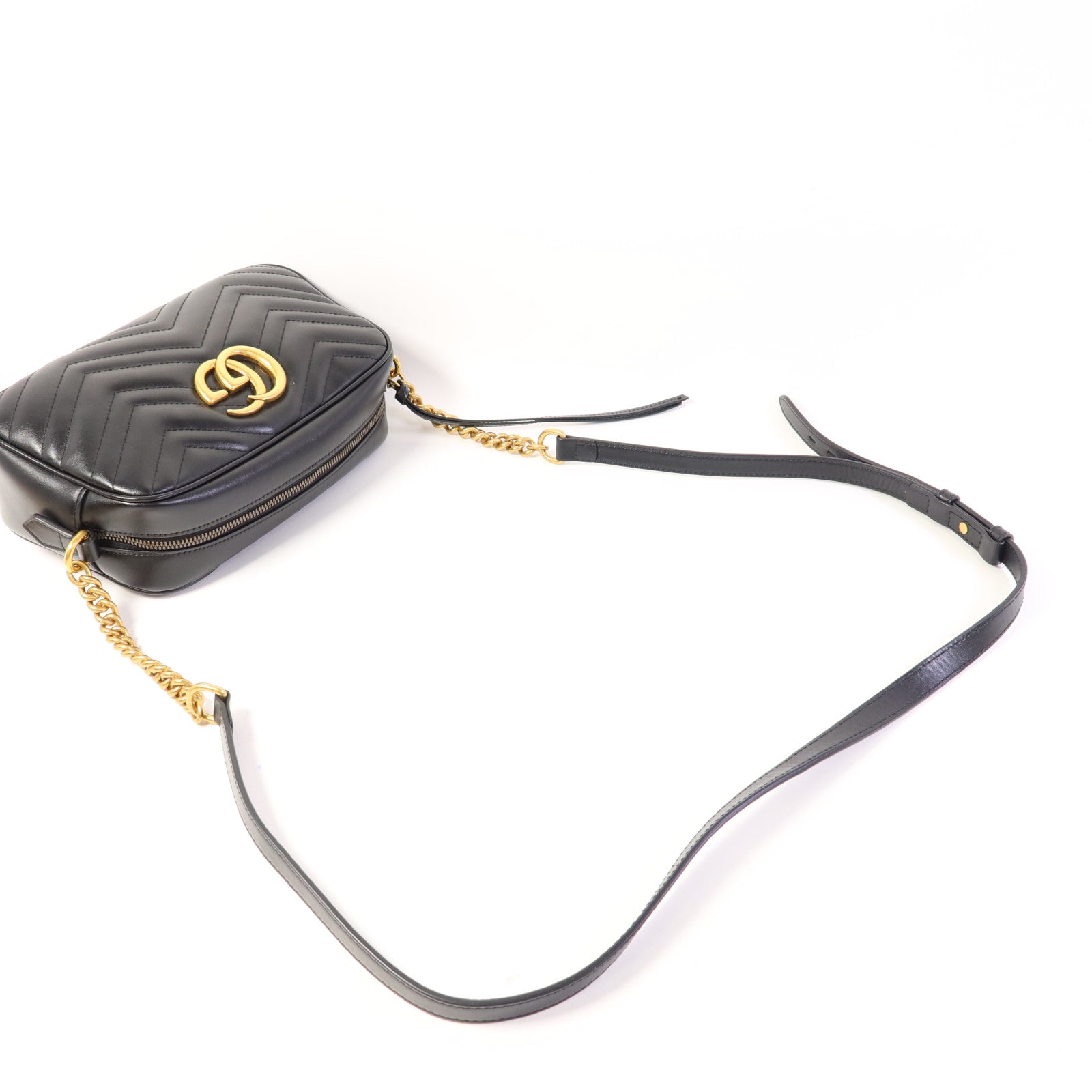 GUCCI 牛皮皮革GG Marmont金扣肩背袋