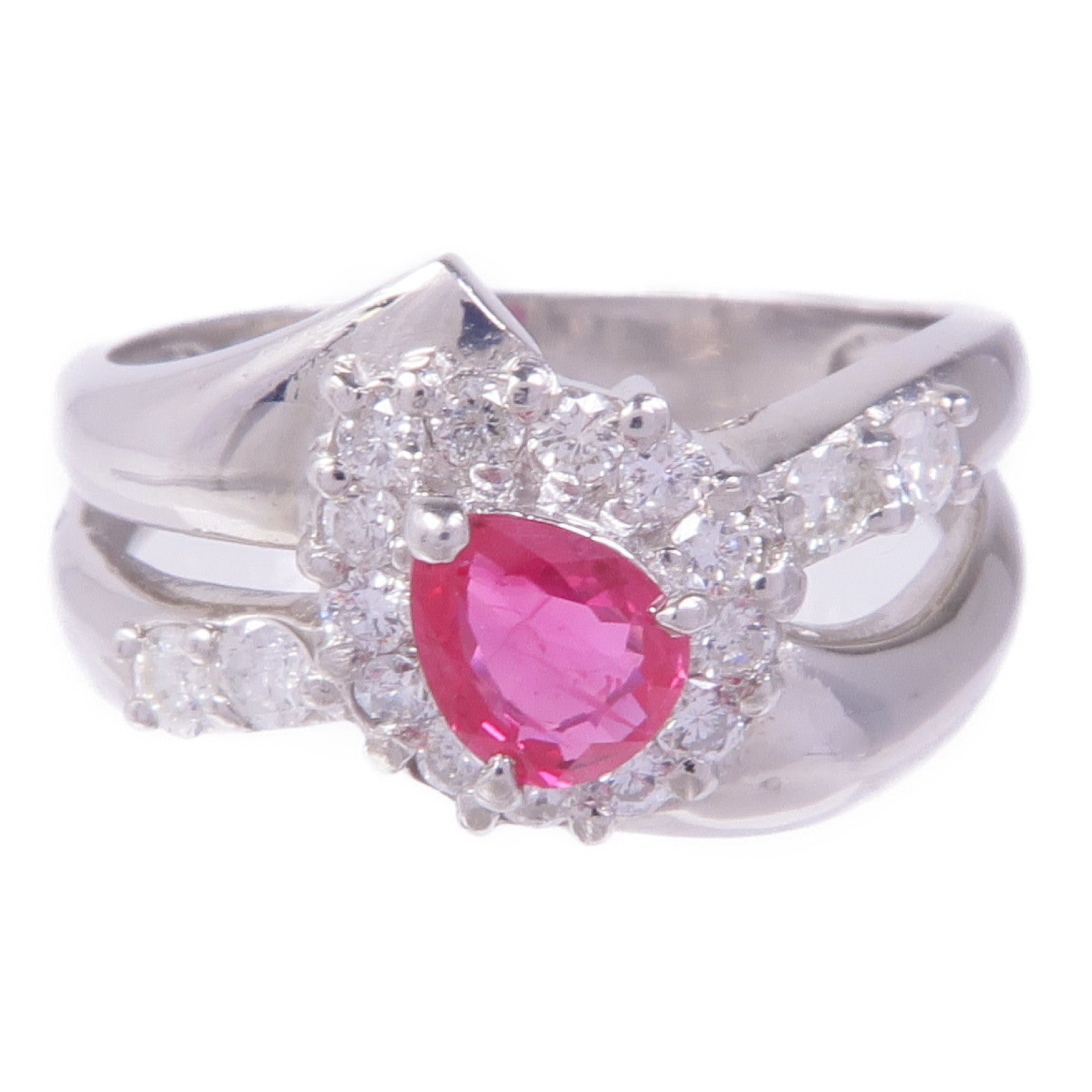 JEWELRY PT900鉑金Ruby Diamond Ring紅寶石鑽石戒指US#5.75