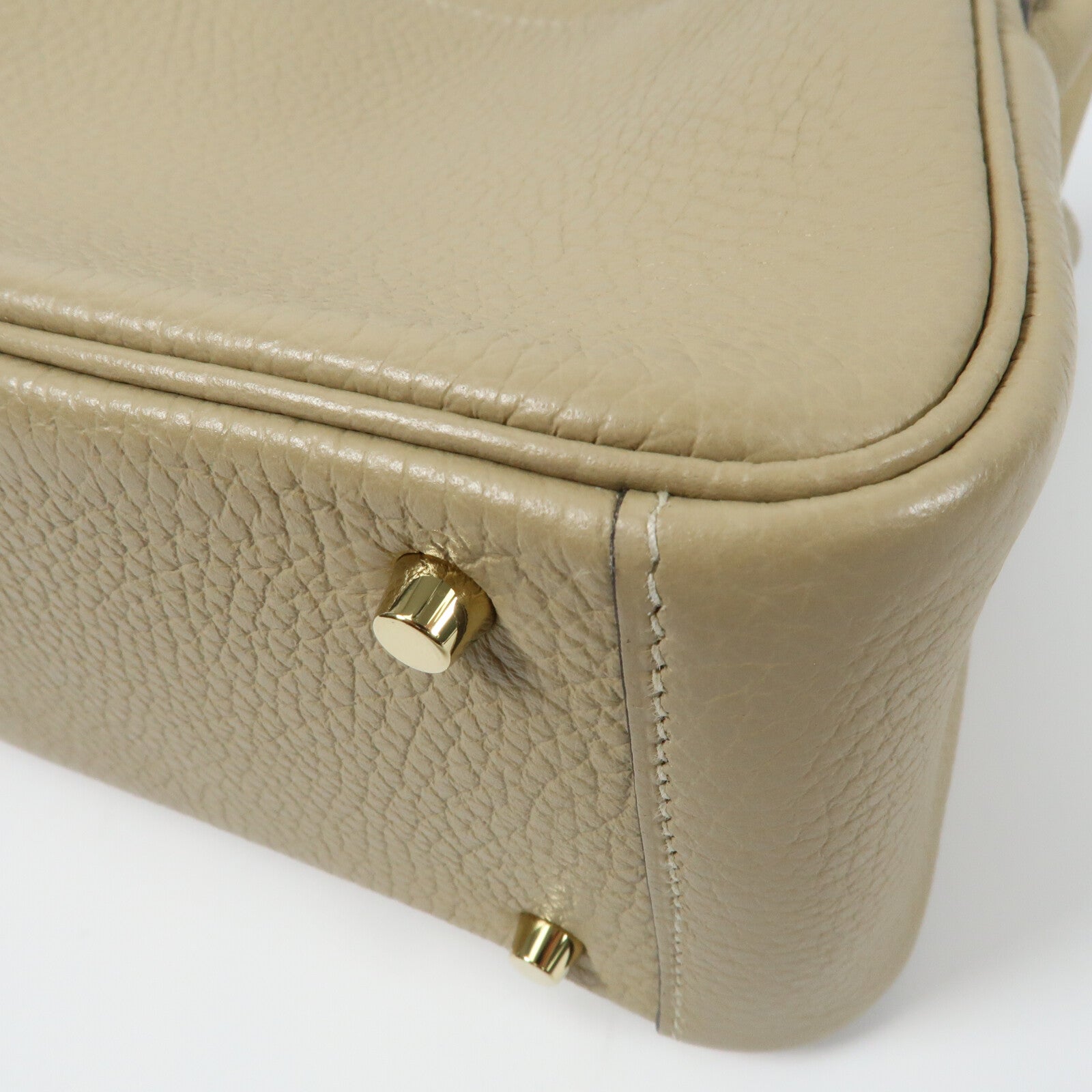 HERMES Clemence皮革Mini Lindy金扣手挽肩背兩用袋Trench
