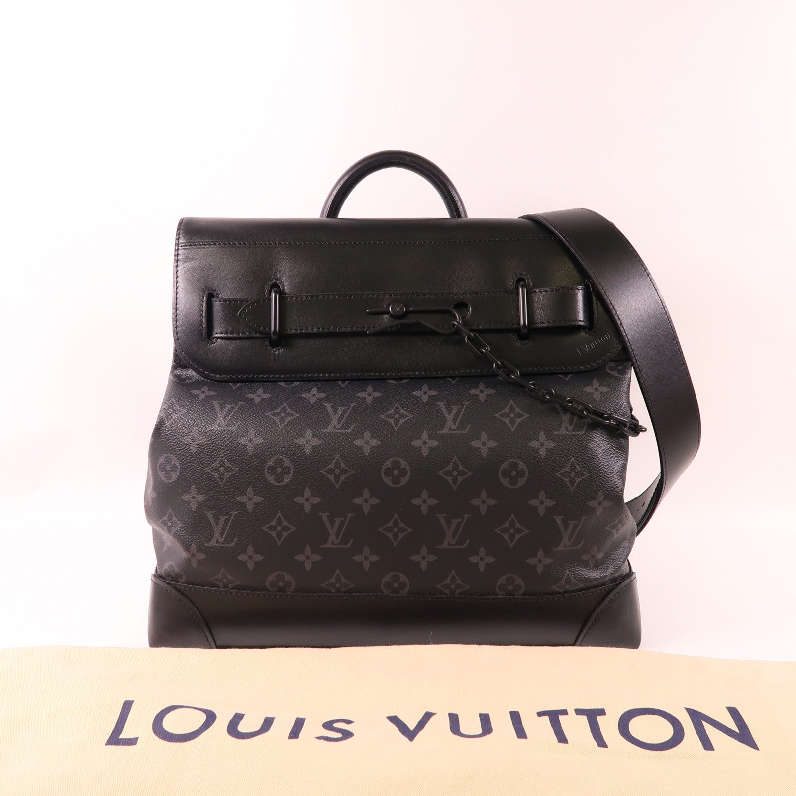 LOUIS VUITTON Monogram Eclipse Steamer PM手挽肩背兩用袋