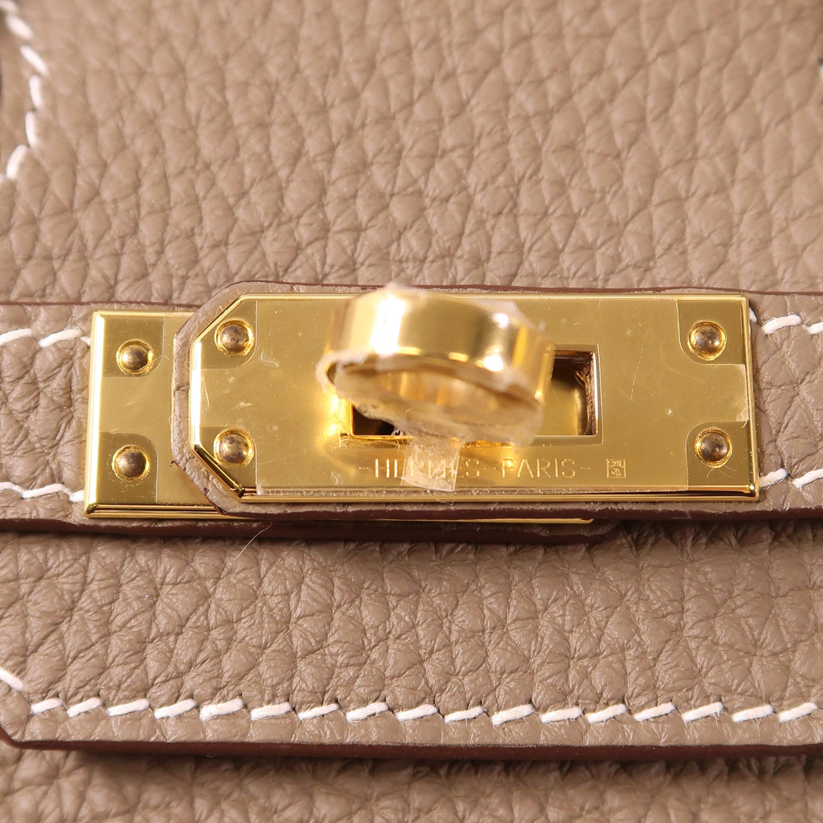 HERMES Clemence皮革Birkin 25金扣手挽袋Etoupe大象灰色