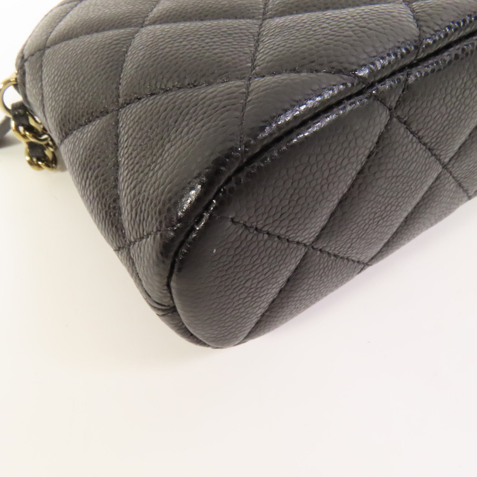 CHANEL 牛皮皮革Chain Shoulder金扣鏈帶肩背袋