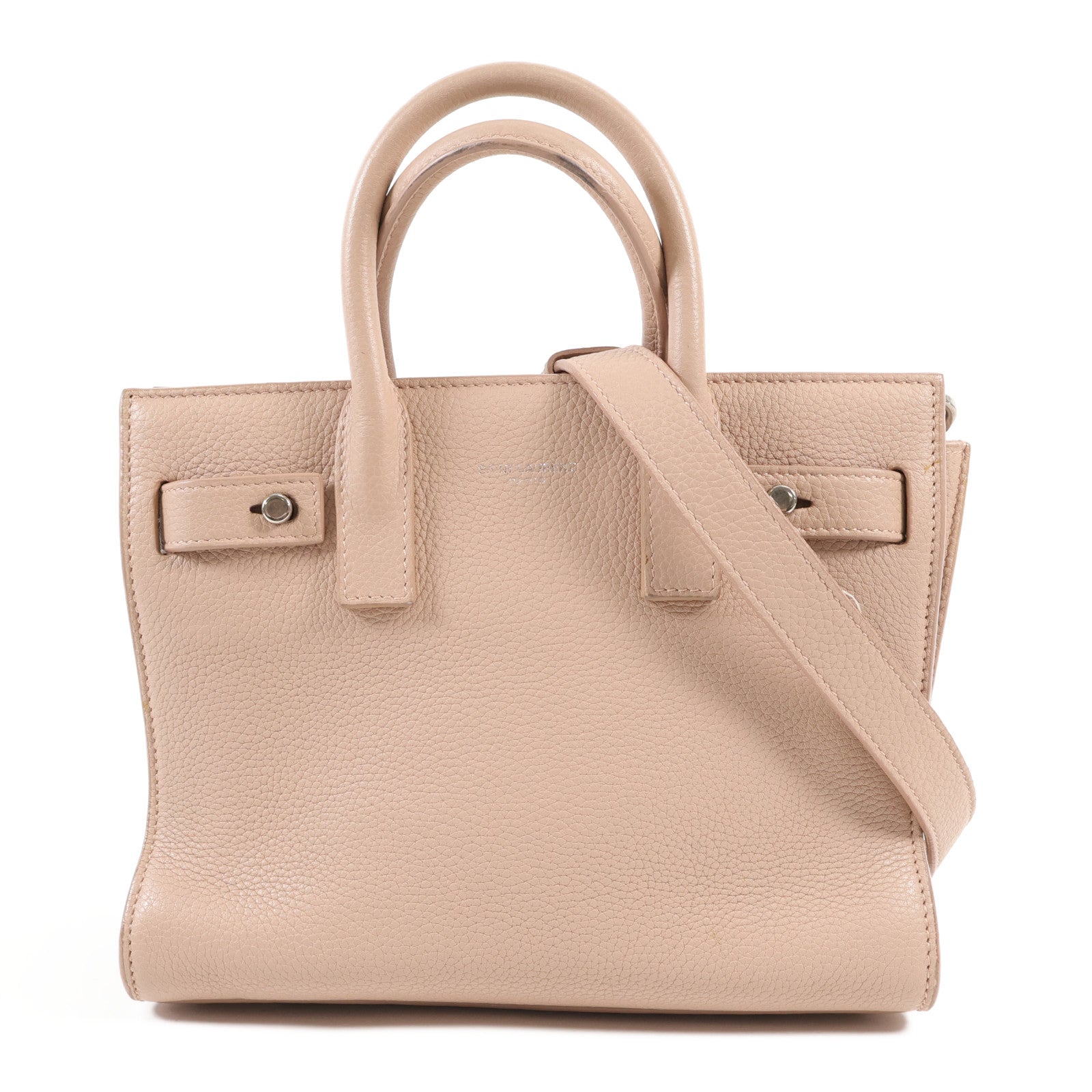 YVES SAINT LAURENT 牛皮皮革2 way Shoulder Bag銀扣手挽肩背兩用袋