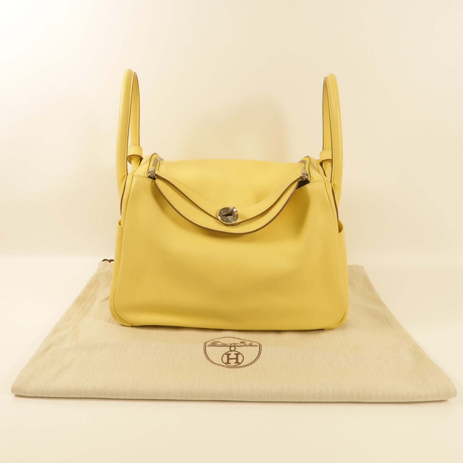HERMES PHW Lindy 30 2 way Shoulder Bag Swift Leather Jaune Poussin
