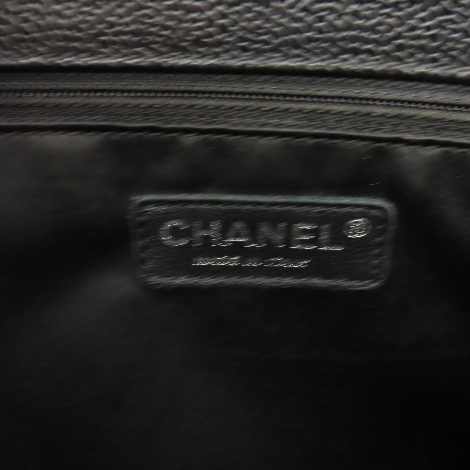 CHANEL 菱格Caviar皮革GST銀扣鏈帶肩背袋黑色