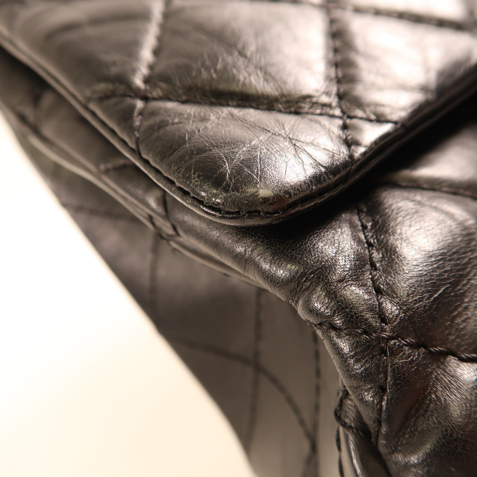 CHANEL 牛皮皮革2.55金扣鏈帶肩背袋黑色