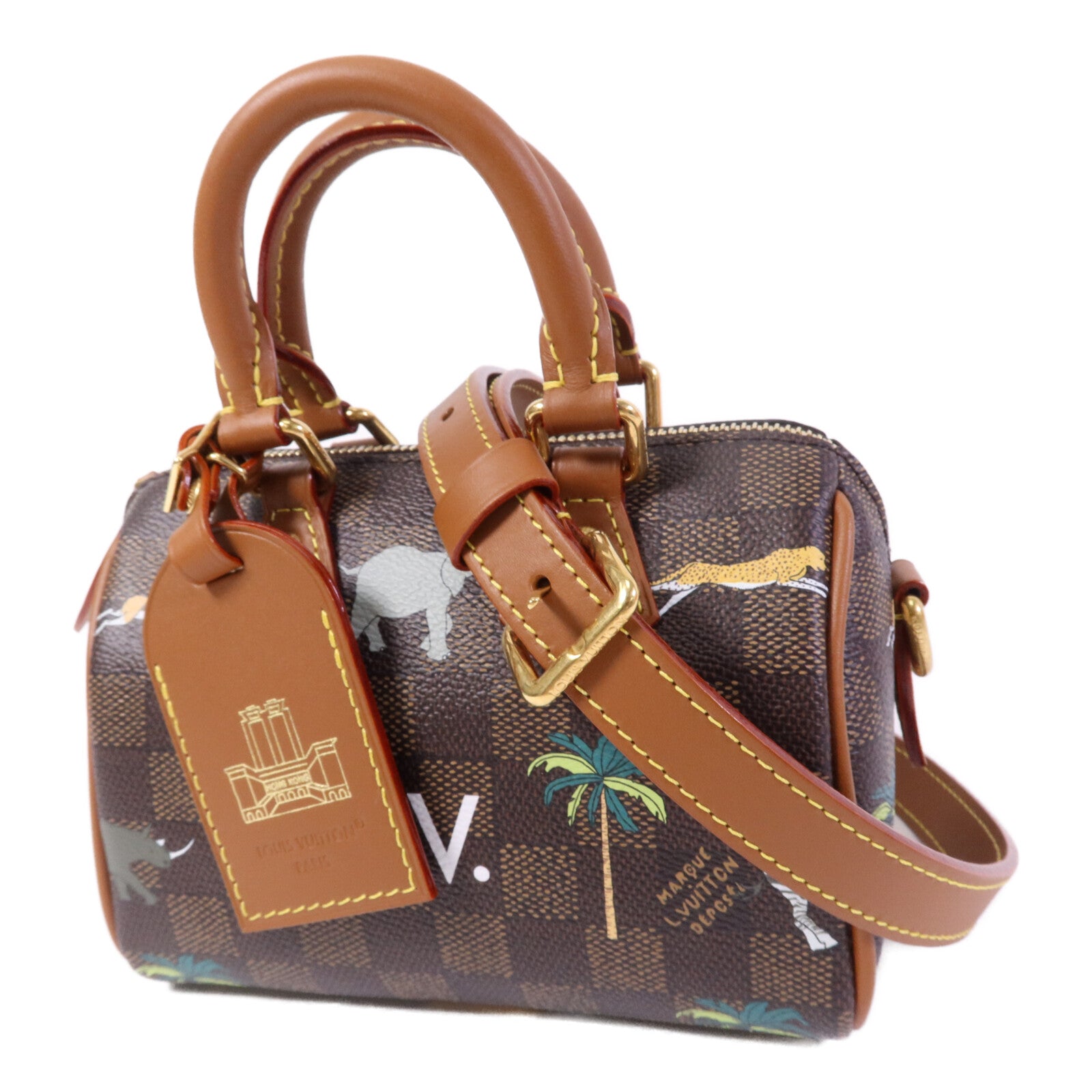 LOUIS VUITTON Damier Heritage Speedy Bandouliere 18 X The Darjeeling金扣手挽肩背兩用袋