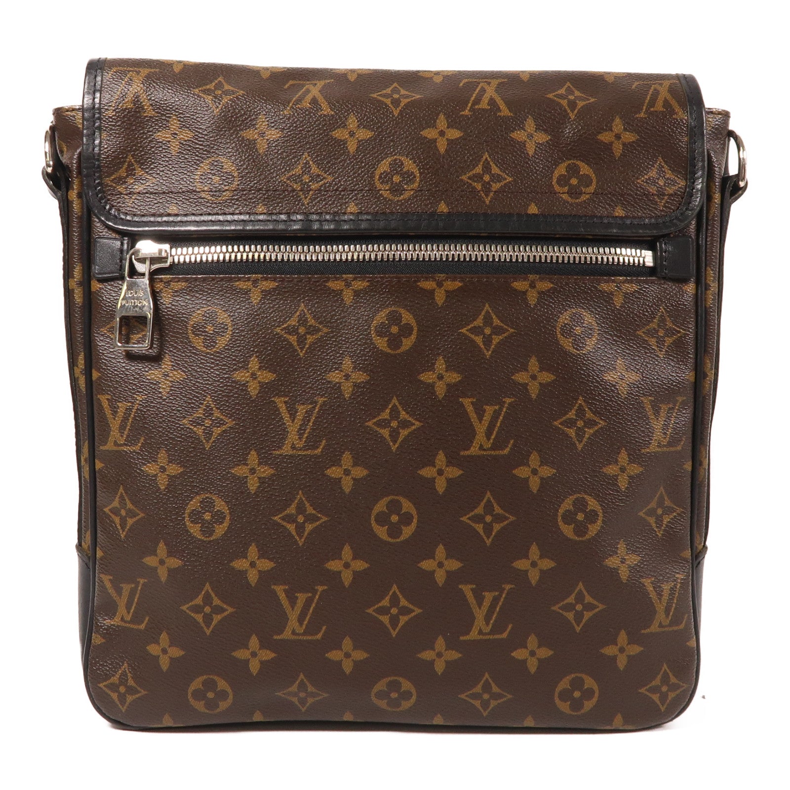LOUIS VUITTON Monogram Macassar Bass銀扣肩背袋棕色