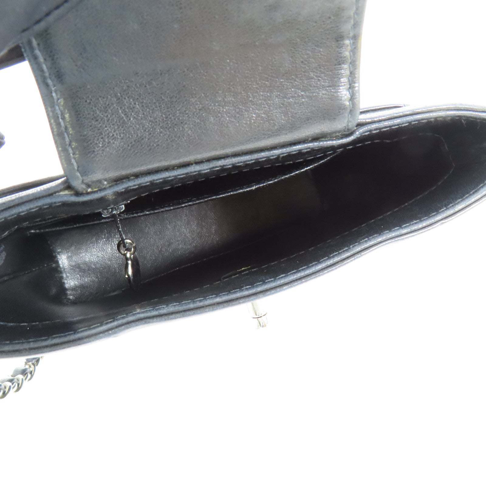 CHANEL 羊皮皮革Chain Shoulder銀扣肩背袋