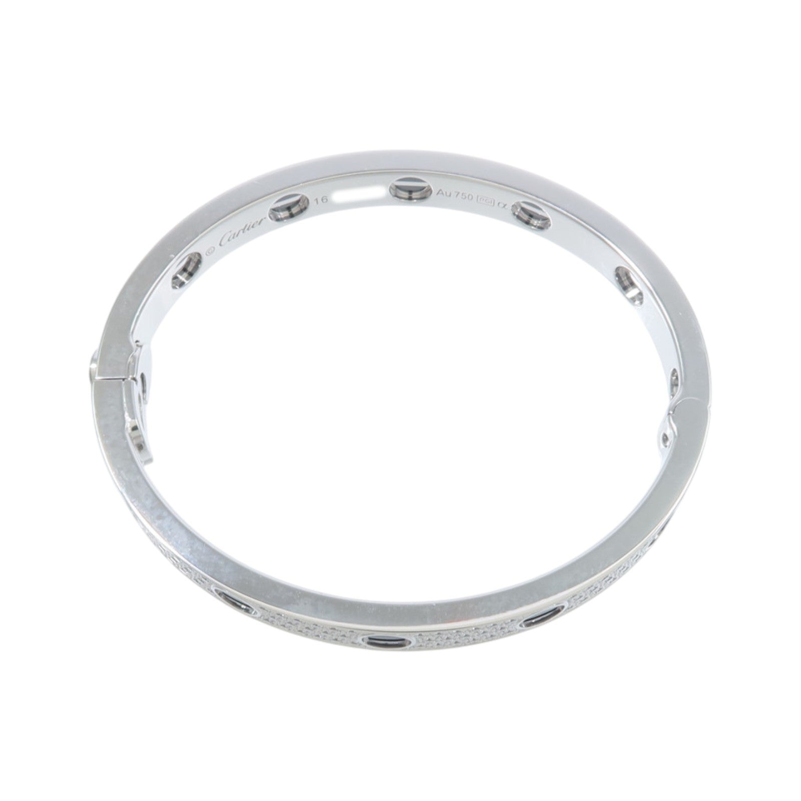 CARTIER 18K白金Love Bracelet Paved鑽石/陶瓷手鐲