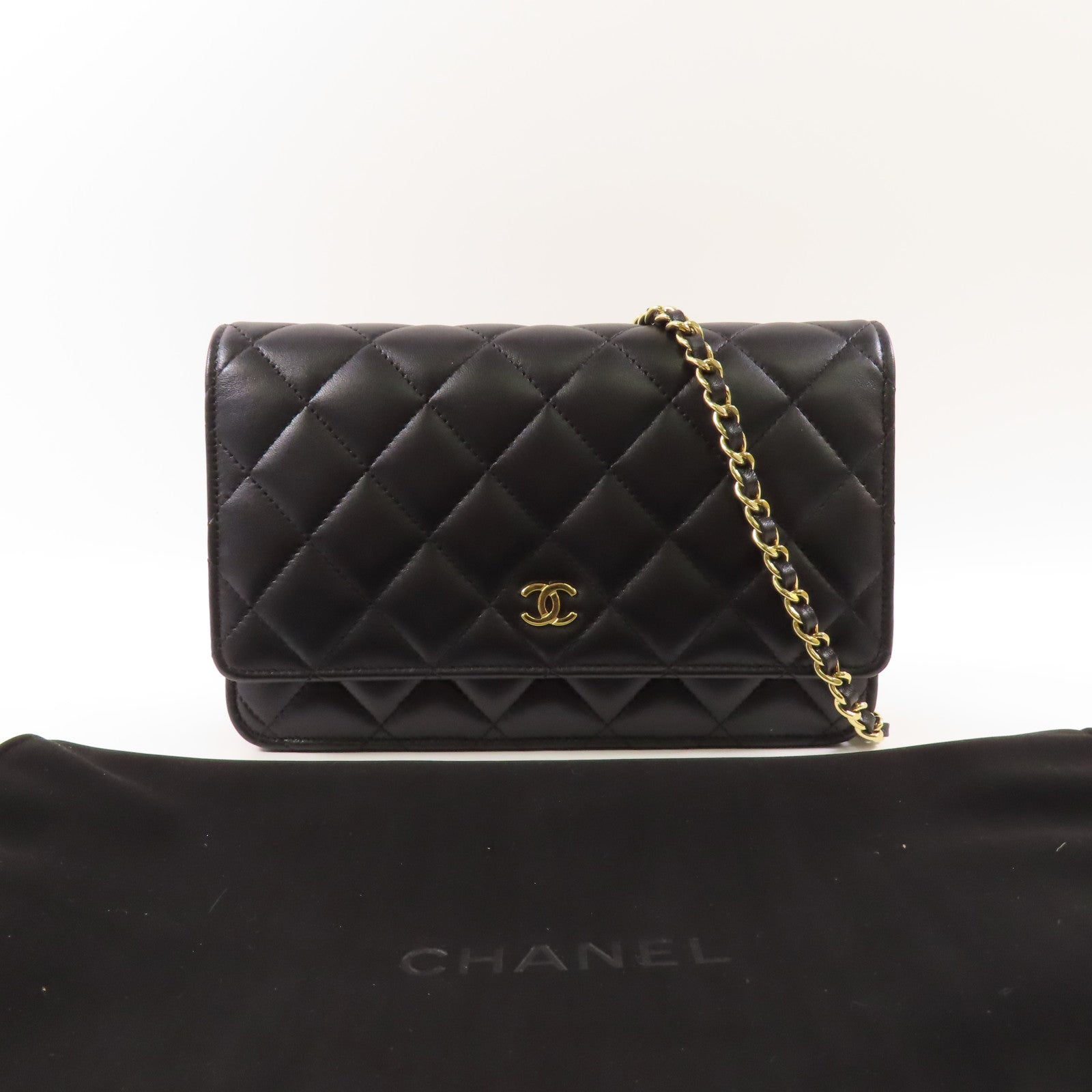 CHANEL 皮革WOC Wallet On Chain金扣鏈帶肩背袋