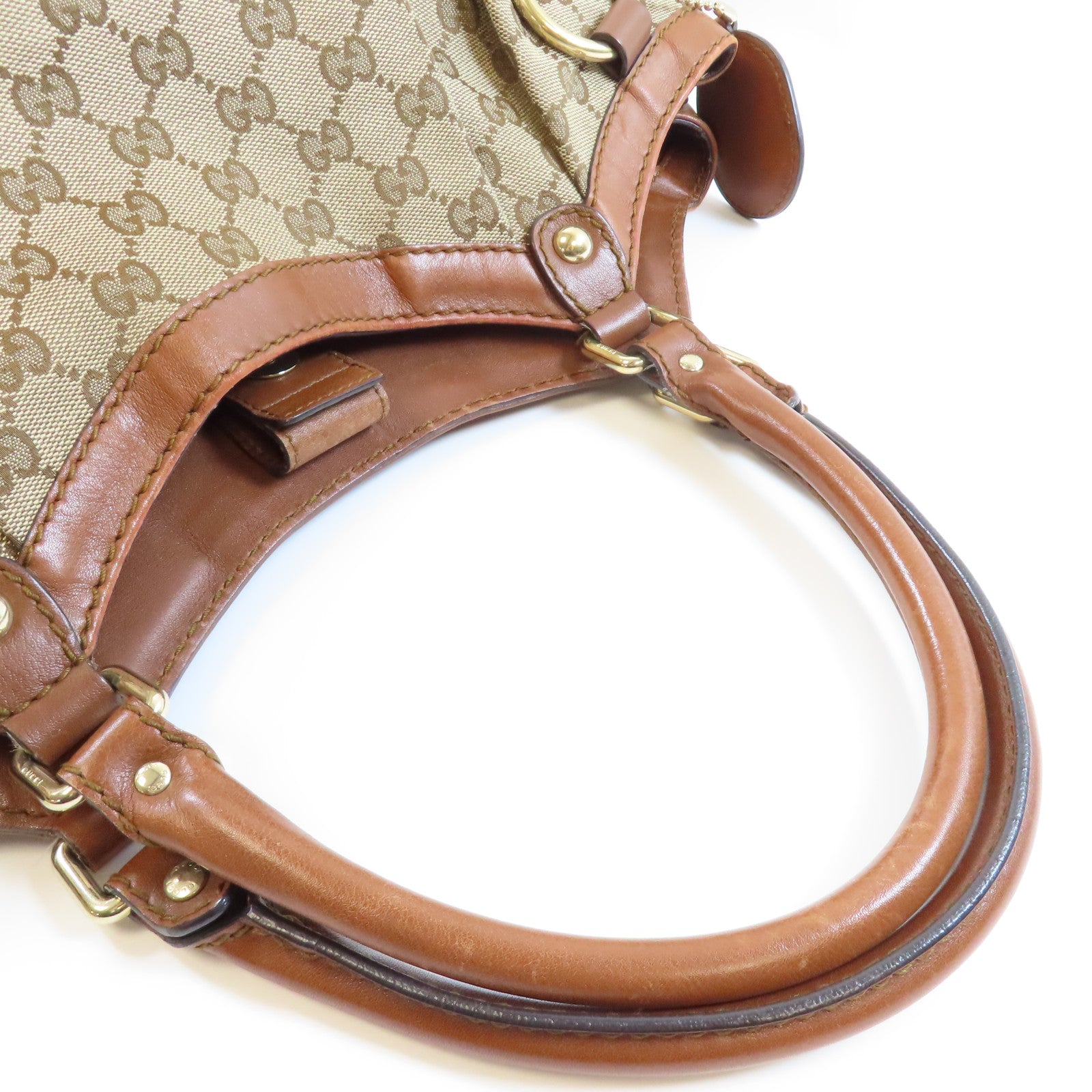 GUCCI 帆布Sukey Hobo金扣肩背袋棕色